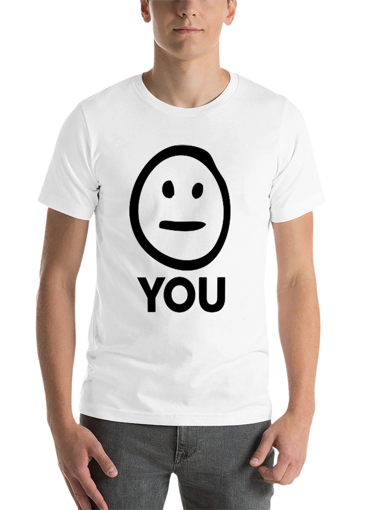 Black Neutral Face "You" Graphic T-Shirt - Unisex Black Tee view 14