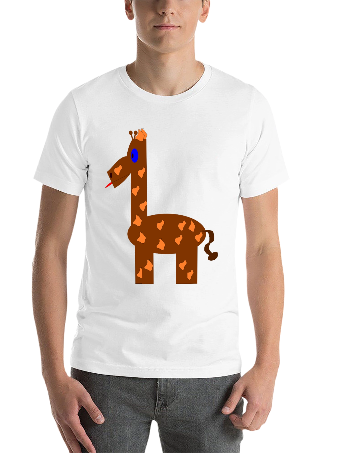 Black Funny Giraffe Graphic T-Shirt - Black Cotton Tee view 14