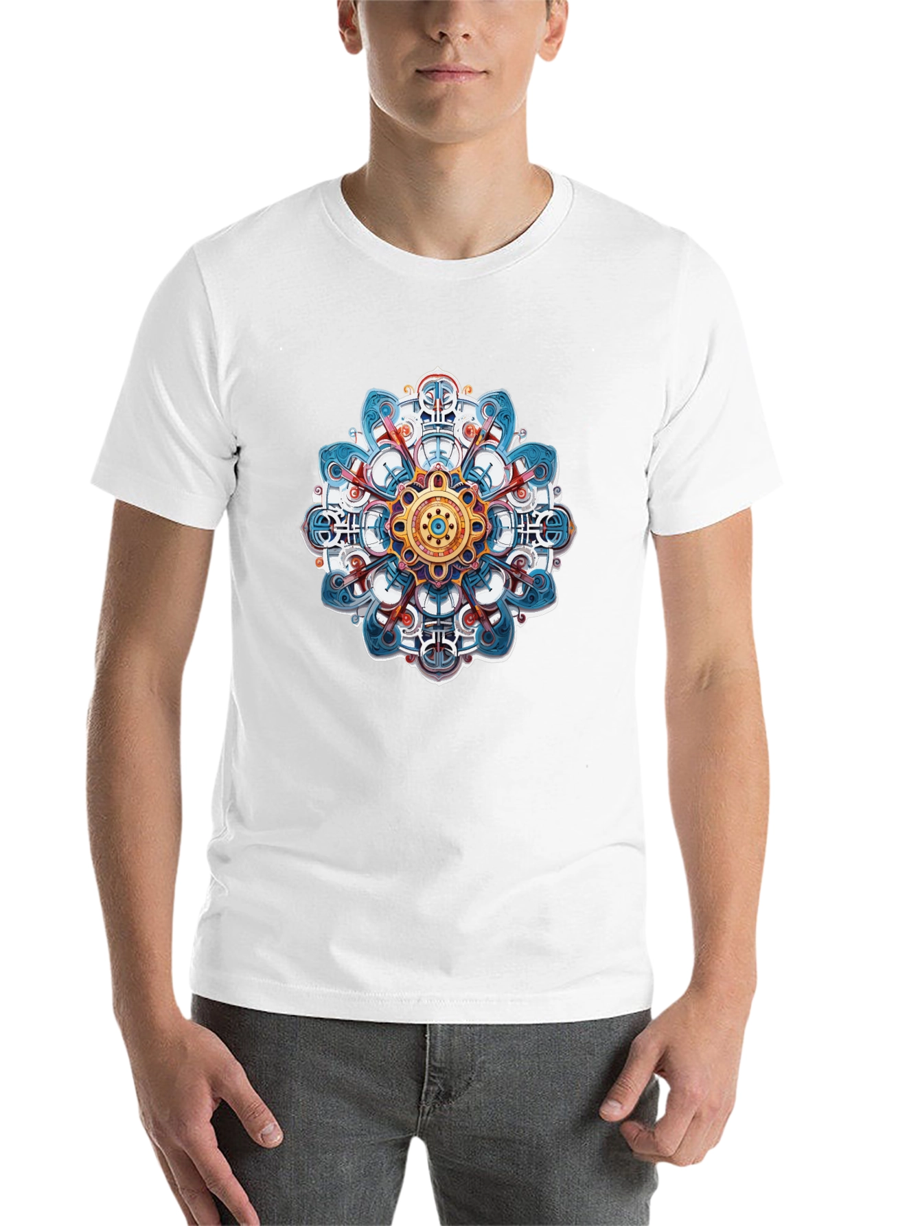 Black Mandala Design Black T-Shirt view 14