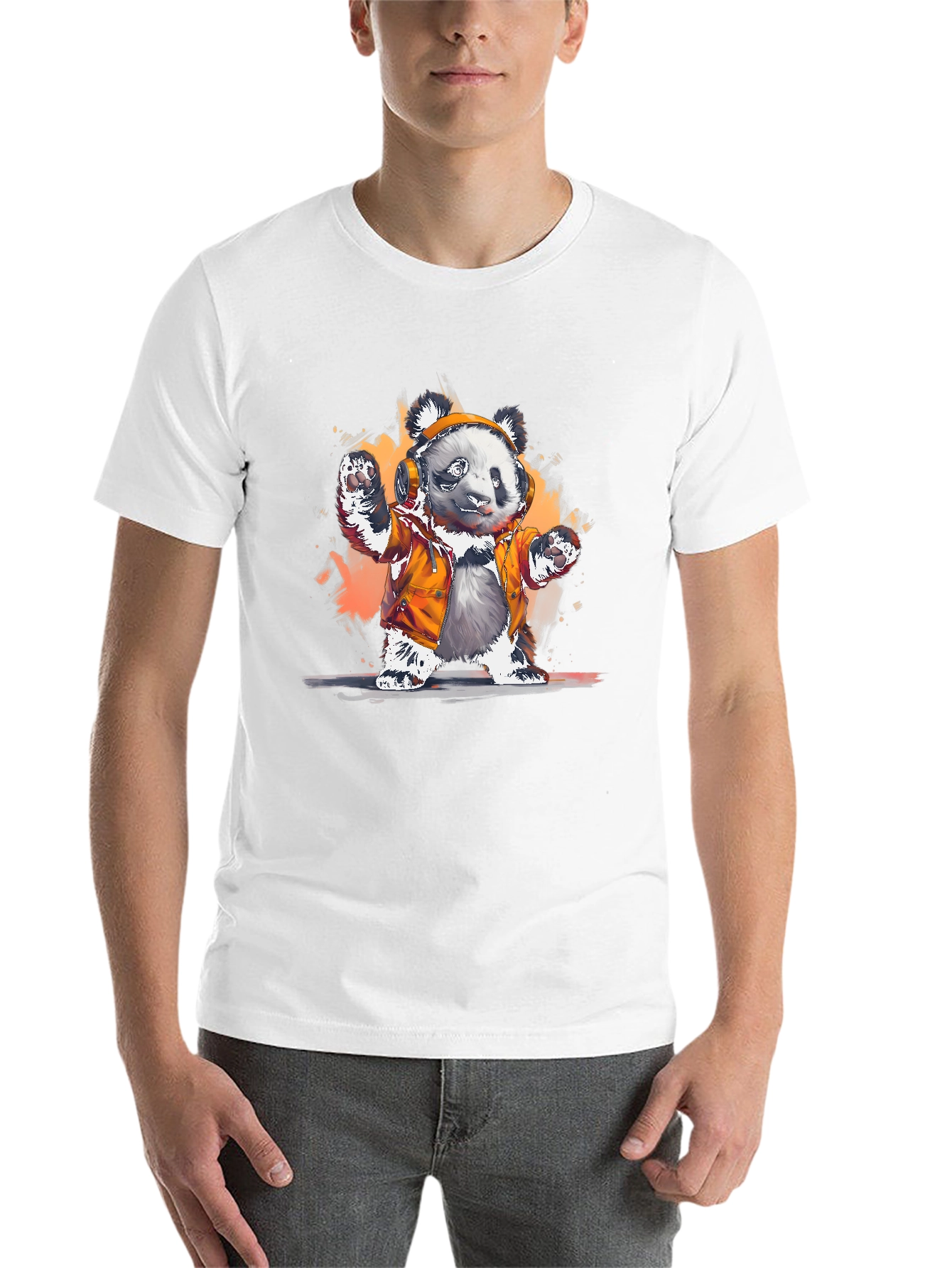 Black Panda DJ Graphic T-Shirt - Cool Animal Tee view 14
