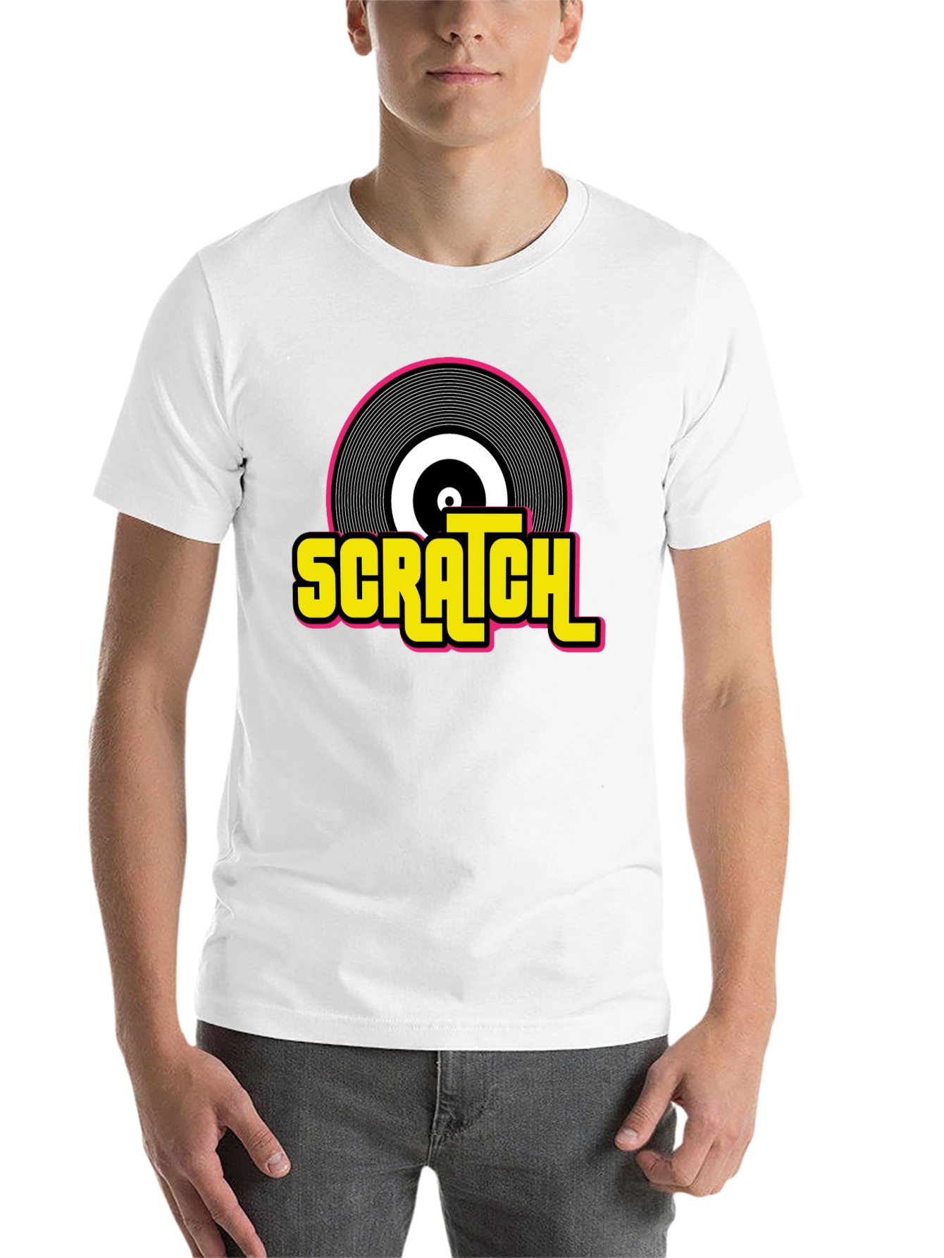 Black Scratch Record Graphic T-Shirt - Retro DJ Music Tee view 14