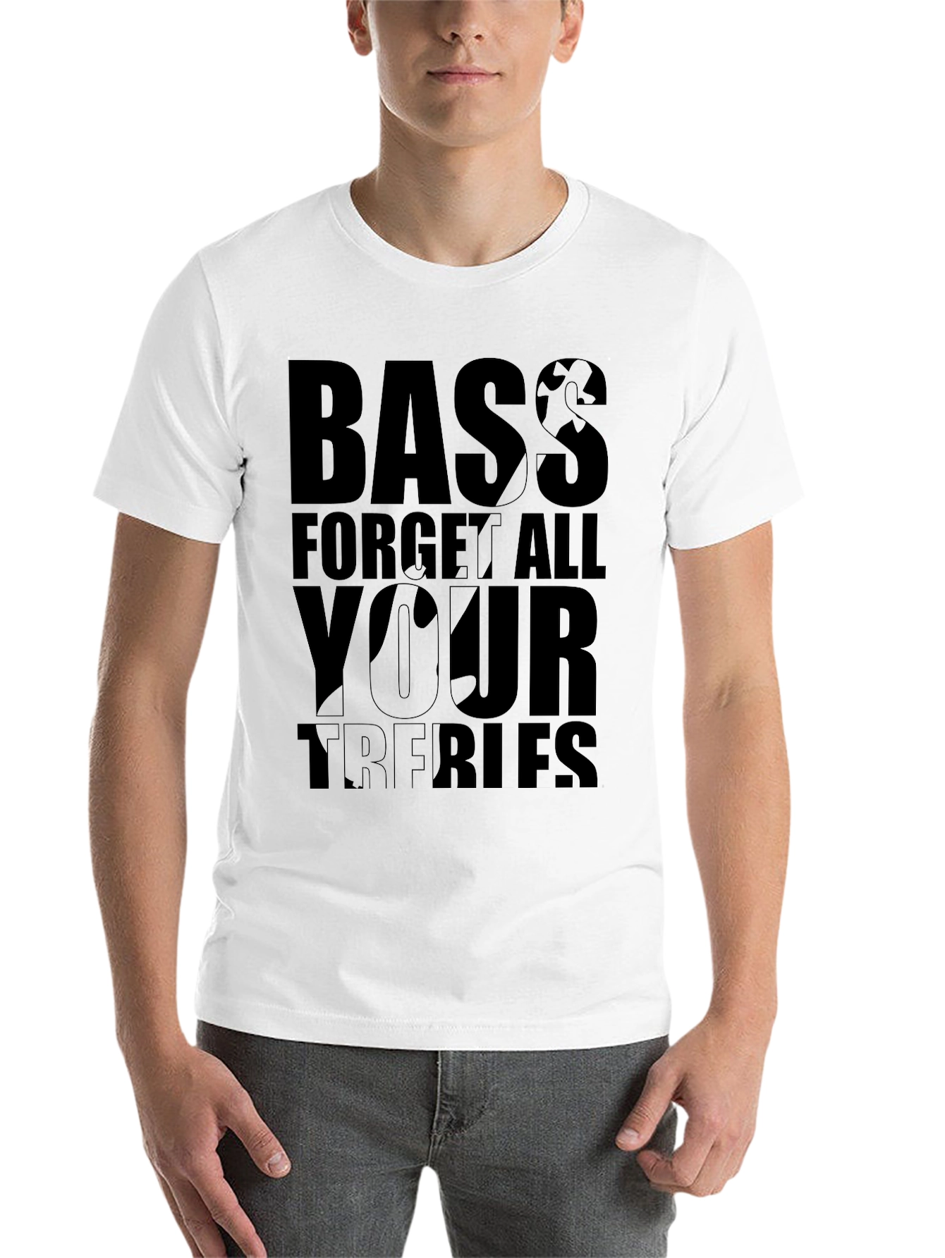 Black Bass Guitar Forget All Your Troubles Graphic T-Shirt view 14