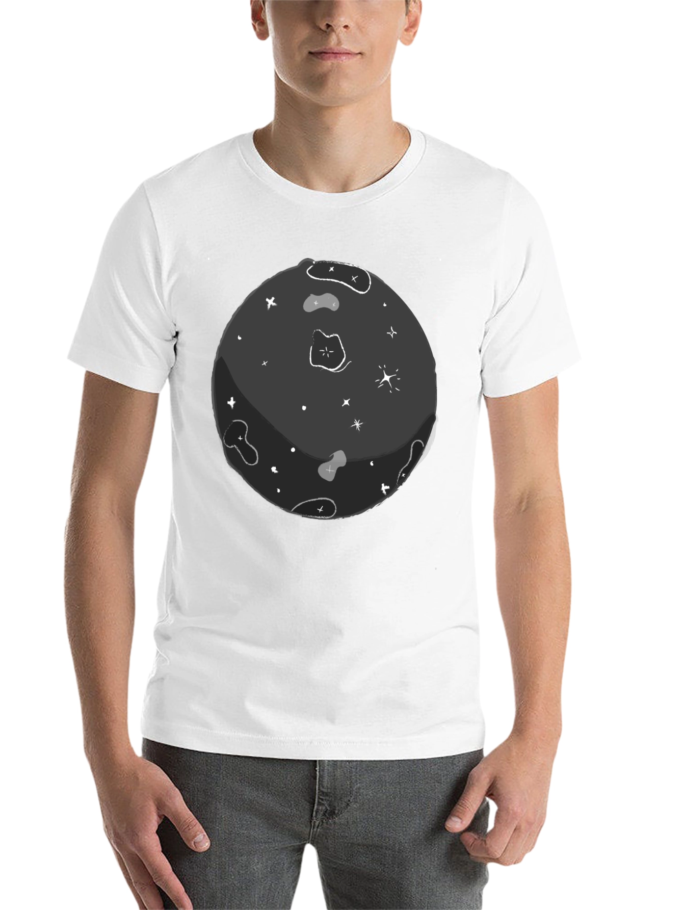 Black Cartoon Space T-Shirt - Unique Graphic Tee view 14