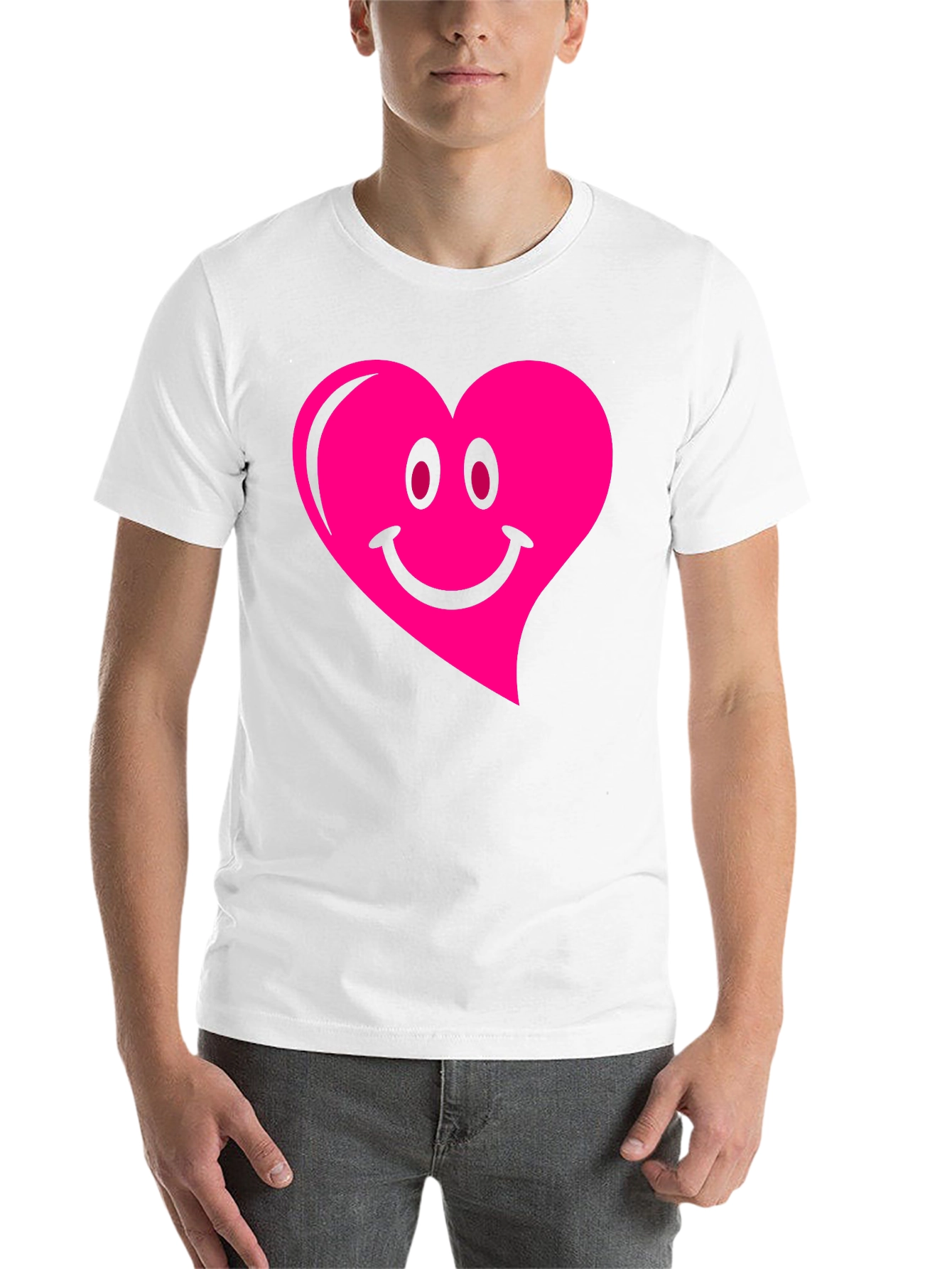 Black Heart Smiley Face Graphic Black T-Shirt view 14