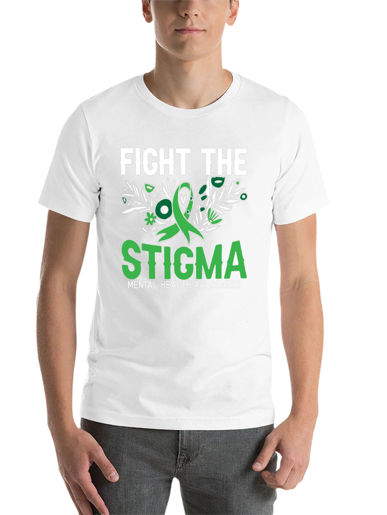 Black Fight the Stigma Mental Health Awareness T-Shirt view 14
