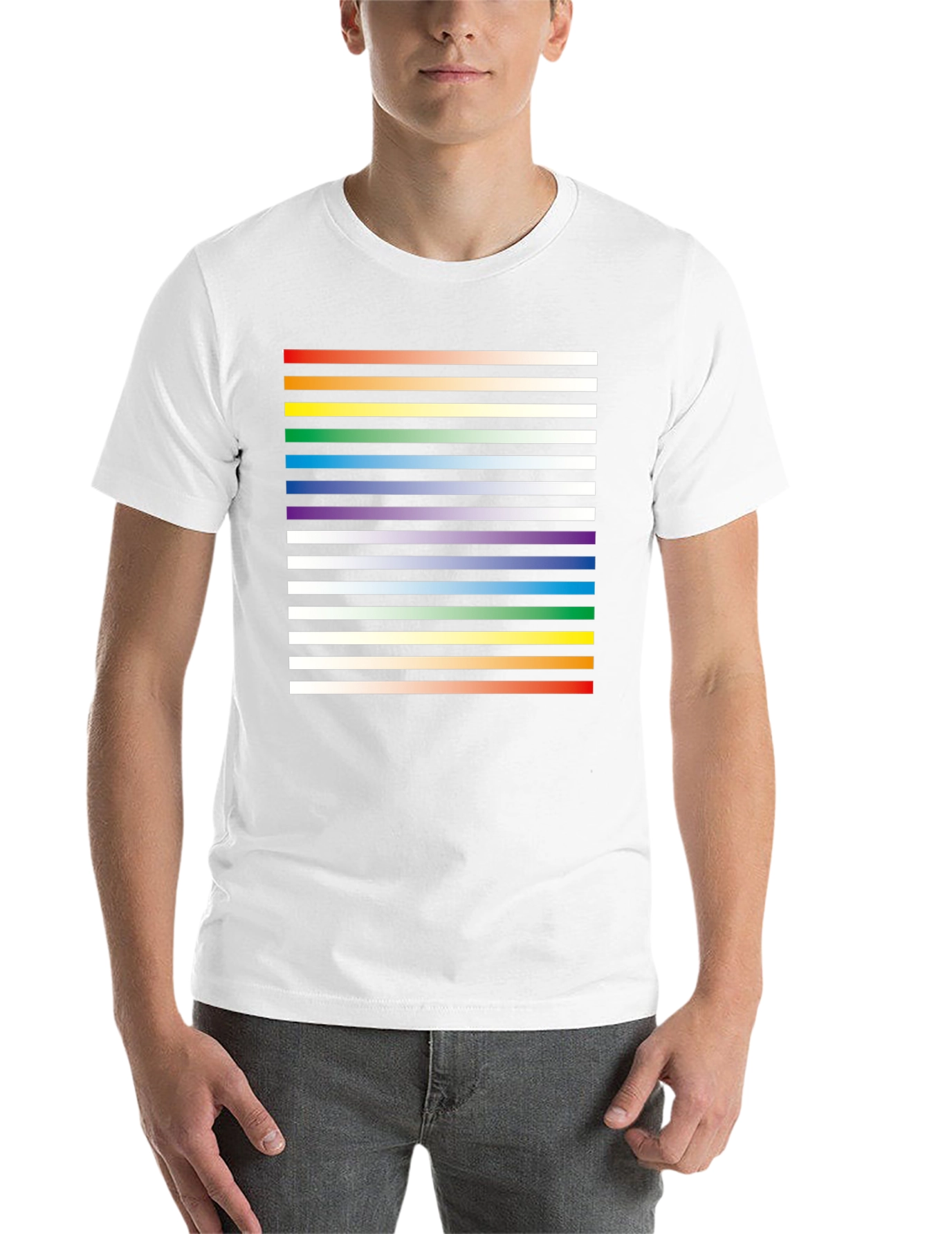 Black Striped Rainbow Graphic Print Black Tee view 14