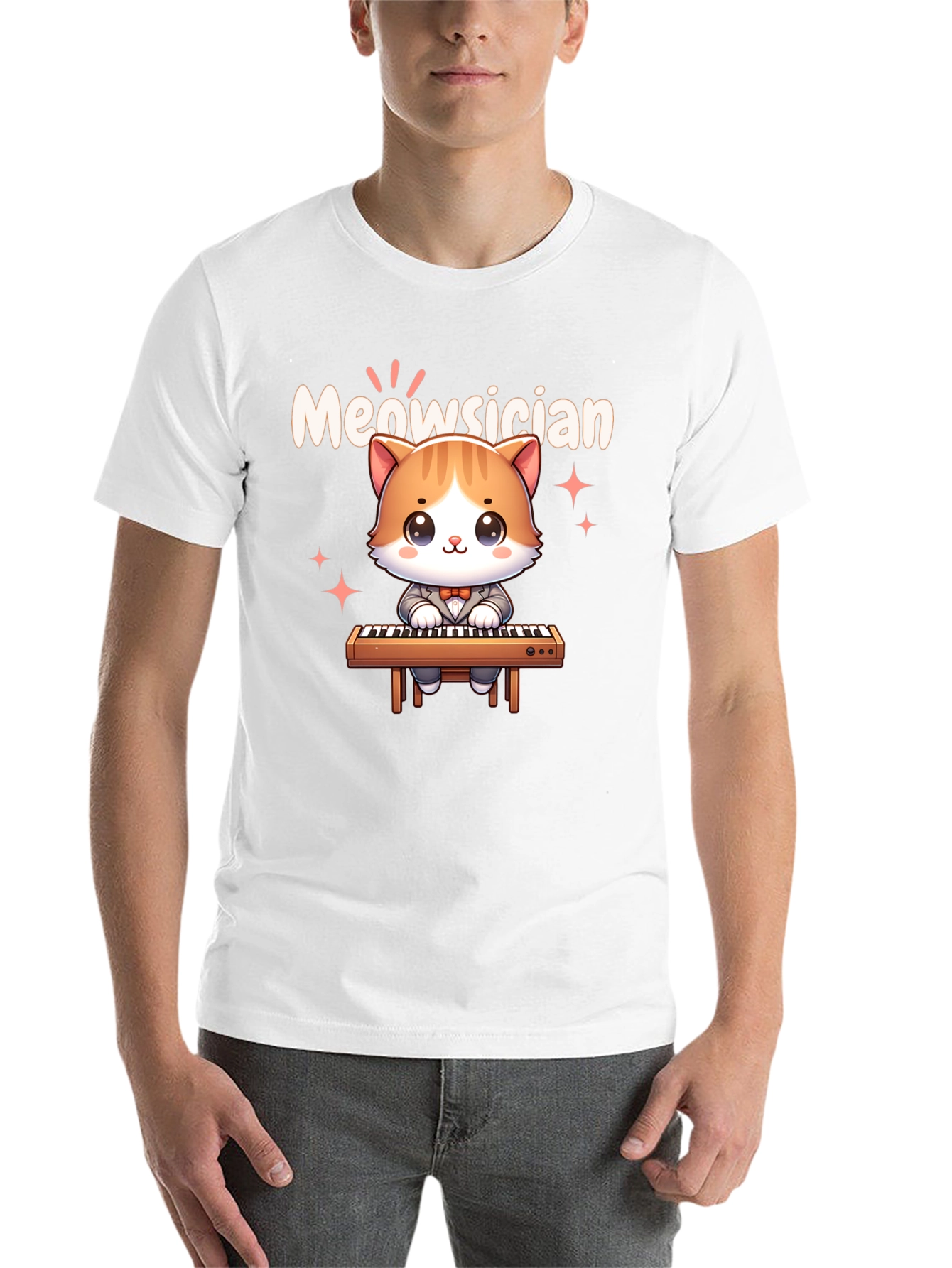 Black Meowsician Cat T-Shirt - Cute Musician Tee view 14