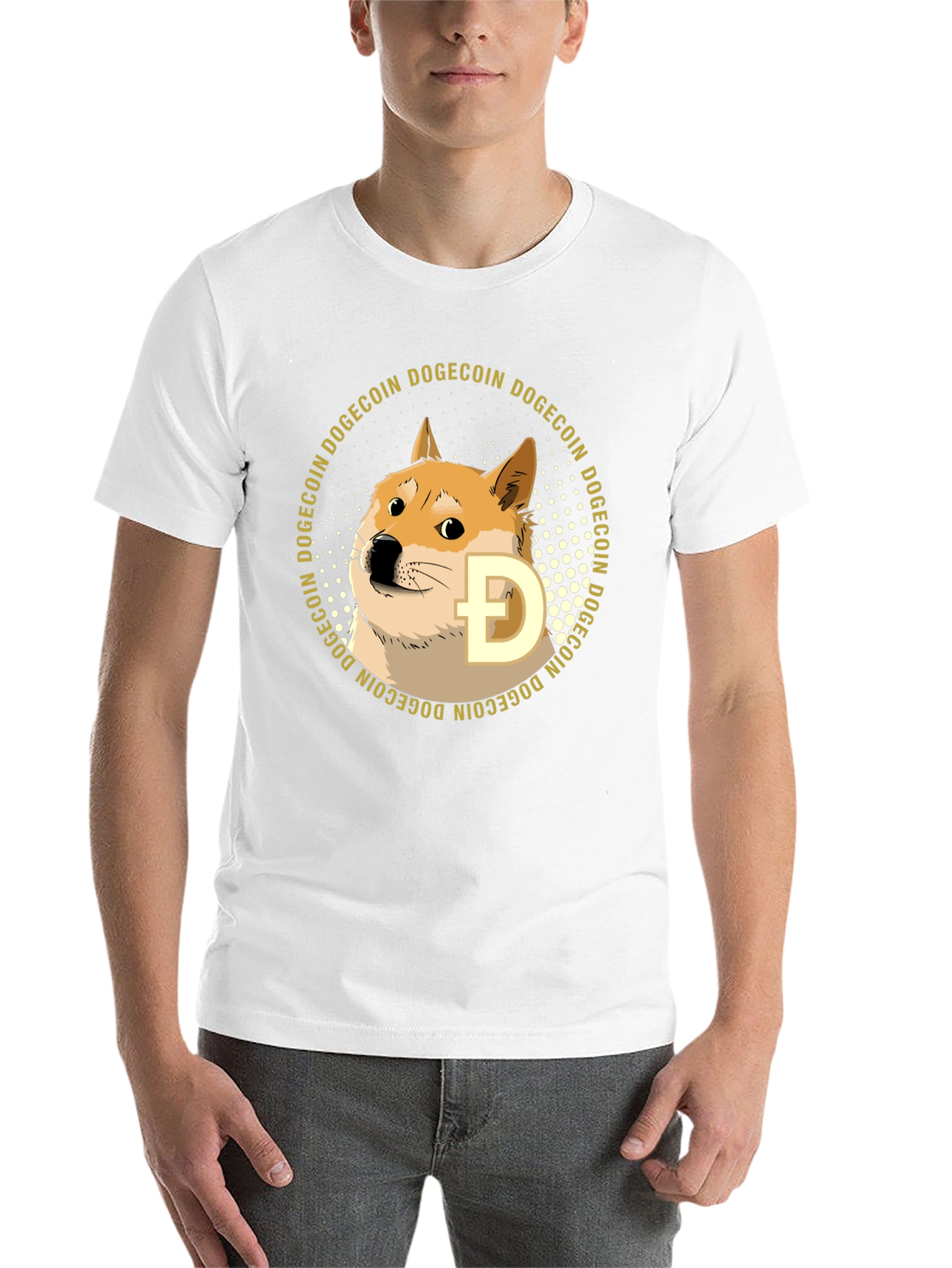 Black Dogecoin Crypto T-Shirt - Black Crew Neck Tee view 14