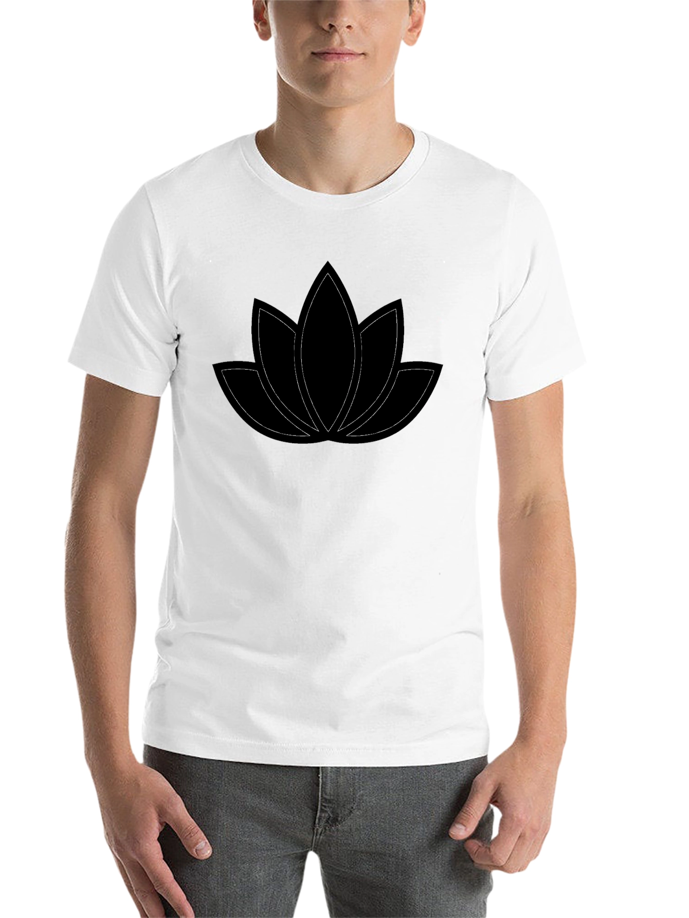 Black Lotus Flower Graphic Tee - Black Cotton Comfort view 14