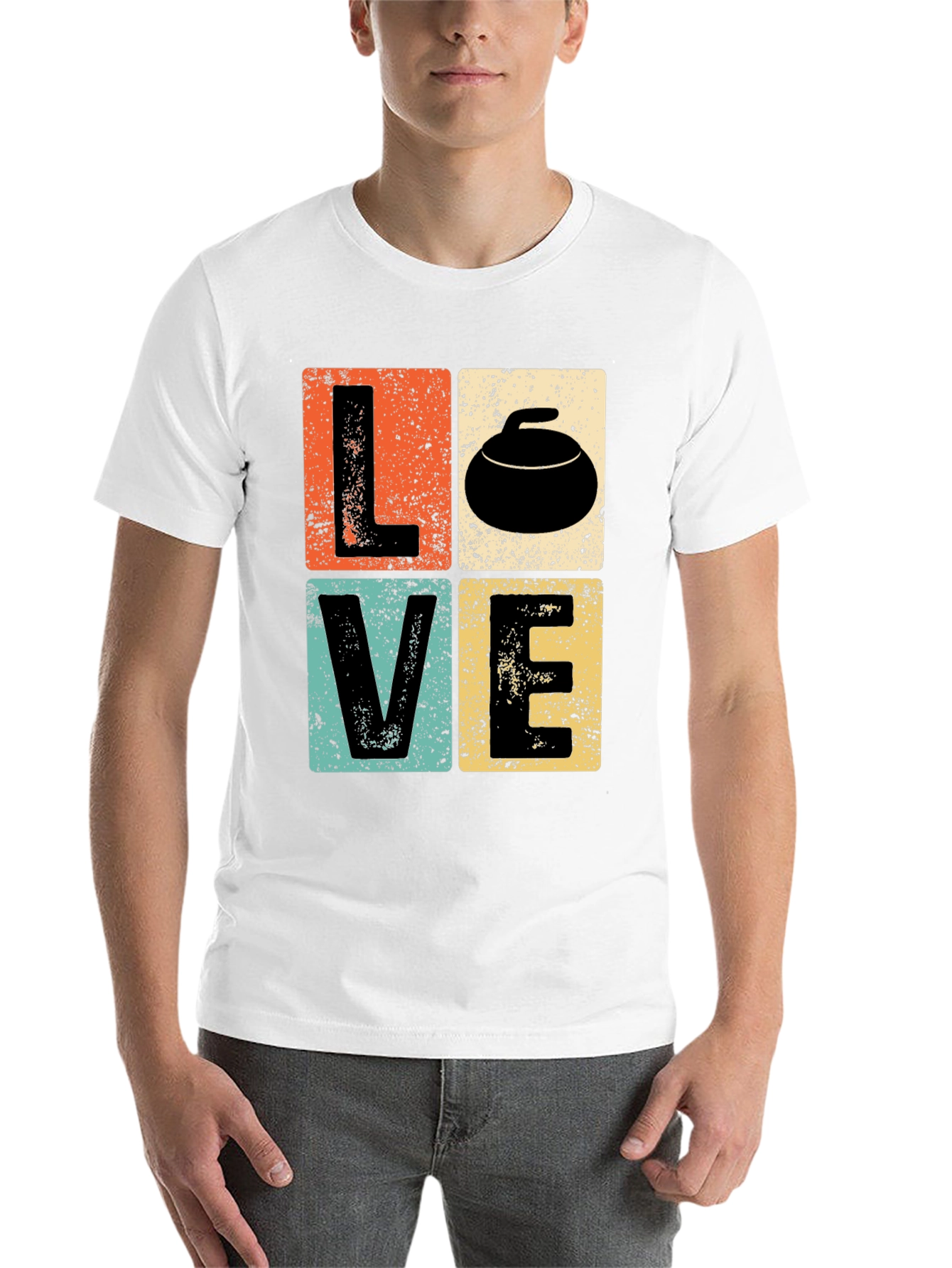 Black LOVE Curling T-Shirt - Retro Design view 14