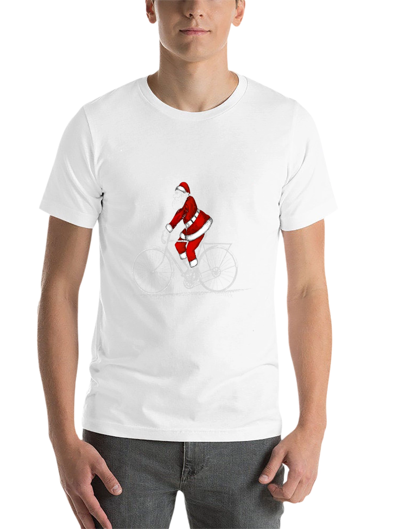 Black Santa Riding Bike Black T-Shirt view 14