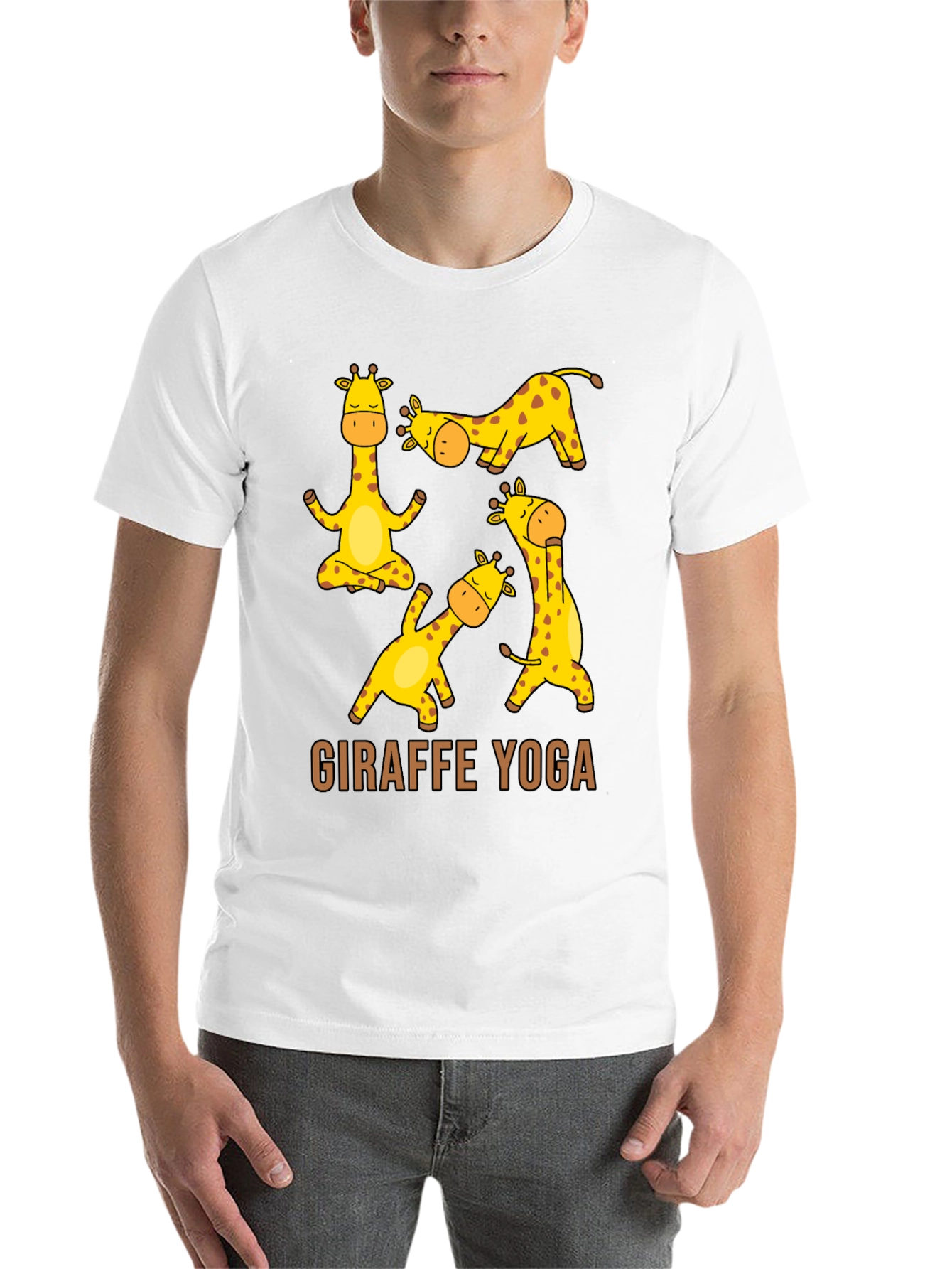 Black Giraffe Yoga Graphic T-Shirt - Unisex Black Tee view 14