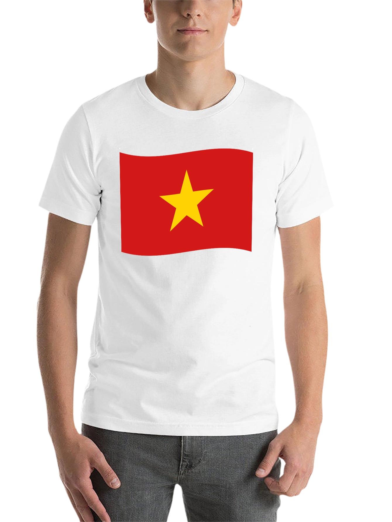 Black Vietnam Flag T-Shirt - Black Crew Neck Tee view 14