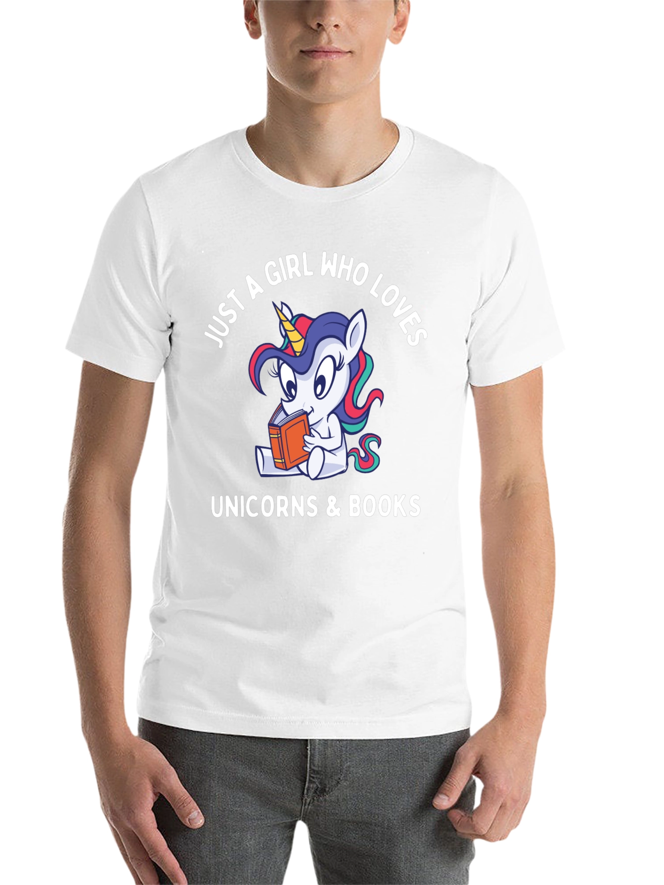 Black Just A Girl Who Loves Unicorns & Books Graphic Tee view 14