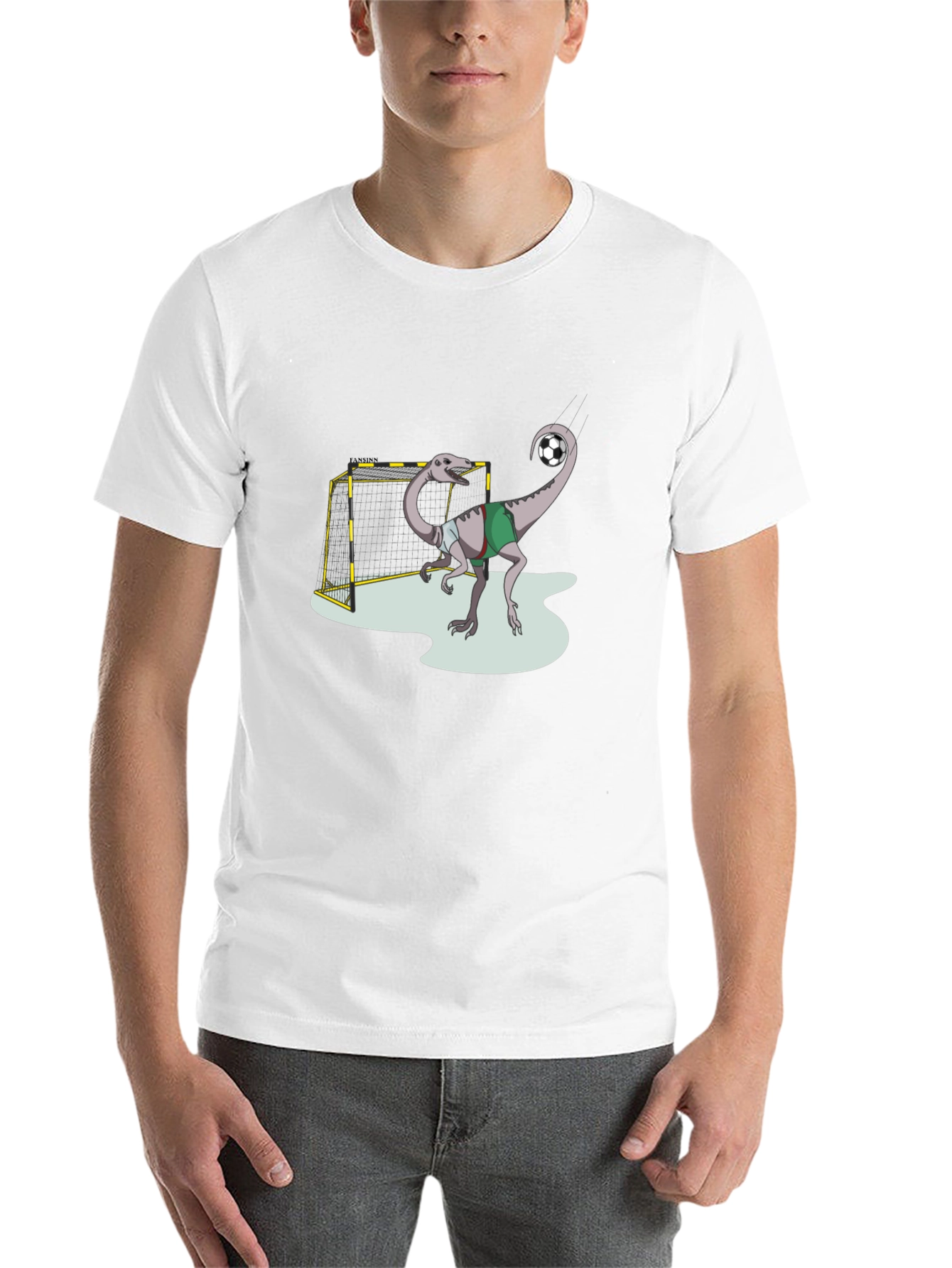 Black Dino Soccer T-Shirt - Fun Graphic Tee view 14