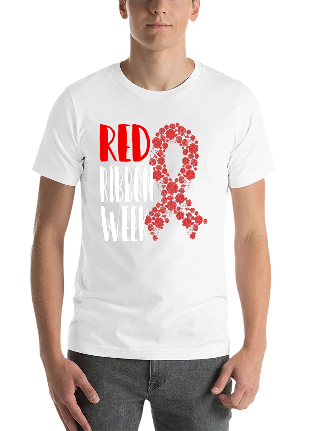 Black Red Ribbon Week T-Shirt Black view 14