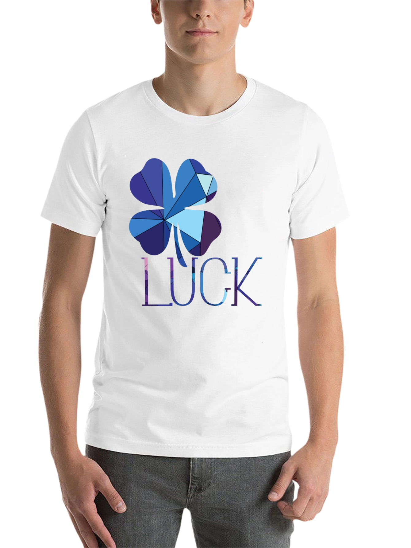 Black Geometric Lucky Clover T-Shirt view 14