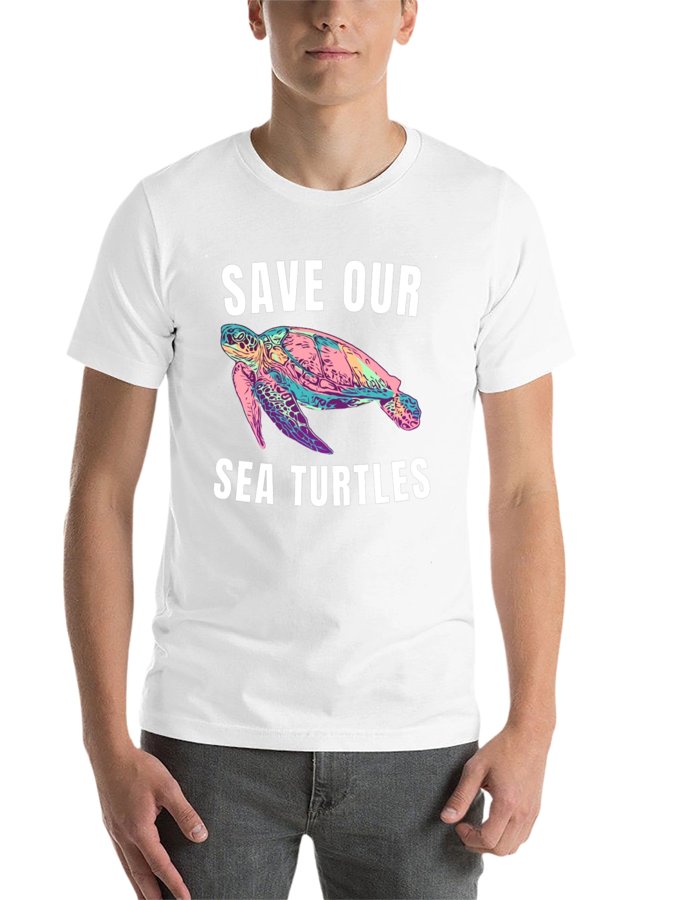 Black Save Our Sea Turtles Graphic Tee - Black view 14
