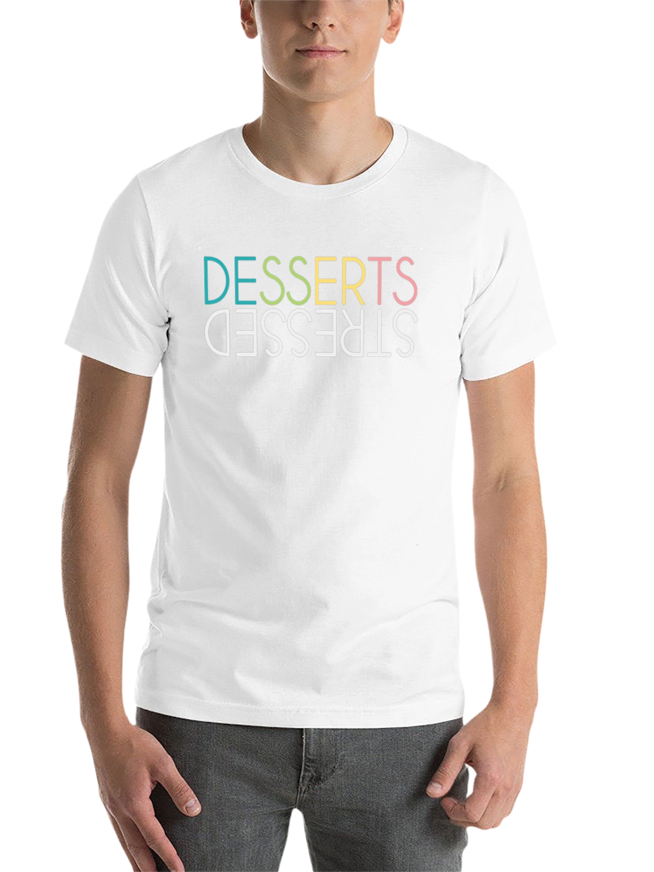 Black Desserts Stressed Funny Graphic Tee view 14