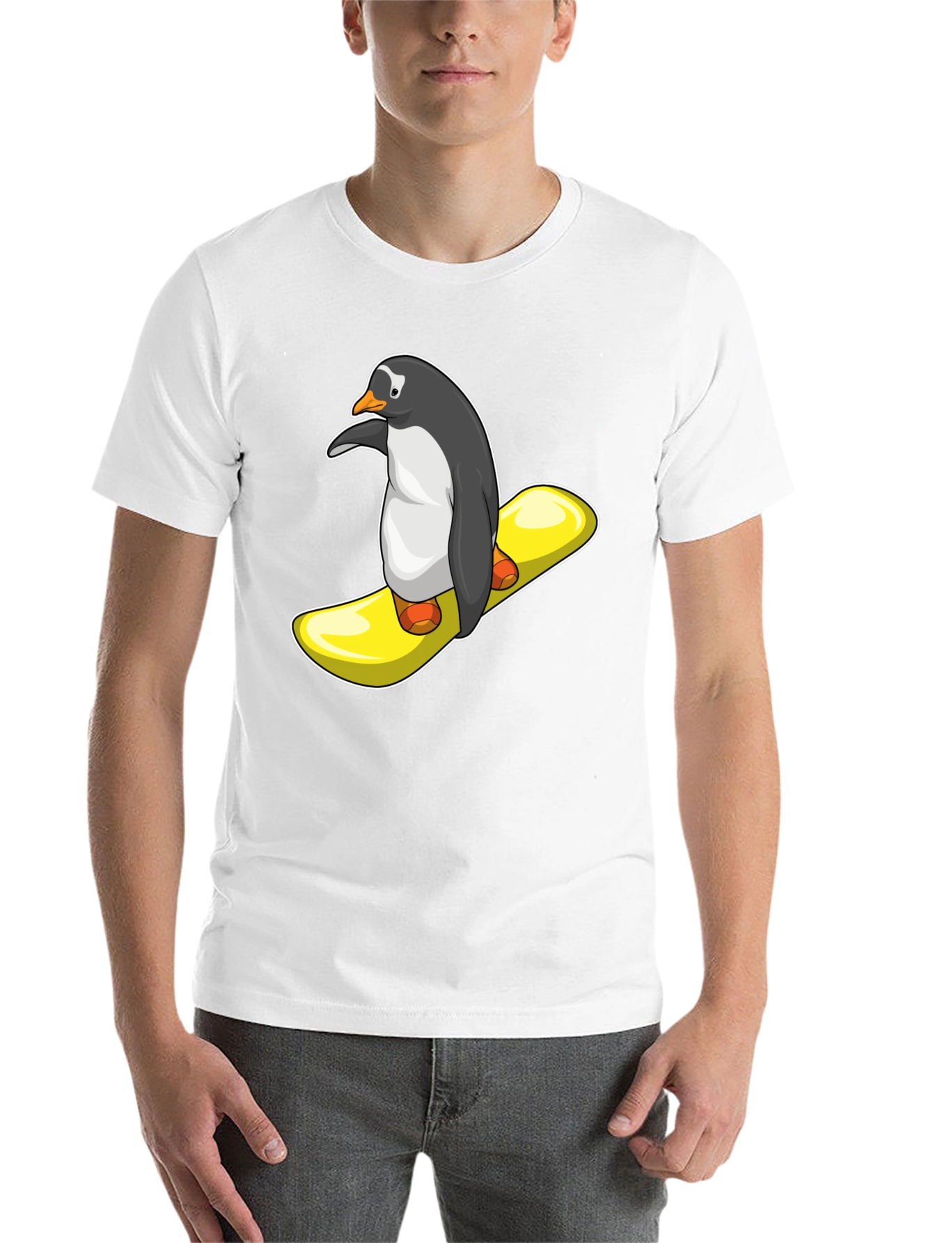 Black Penguin Snowboard T-Shirt - Unique Graphic Tee view 14