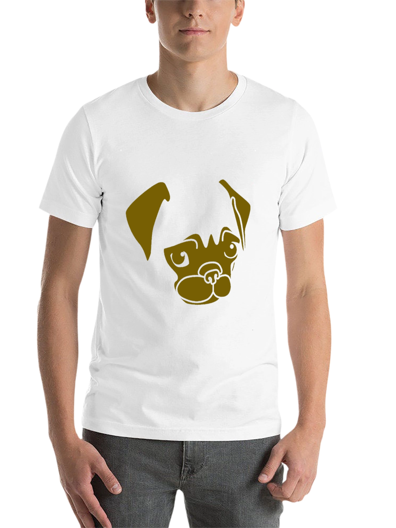 Black Men's Black T-Shirt with Pug Dog Graphic Print view 14