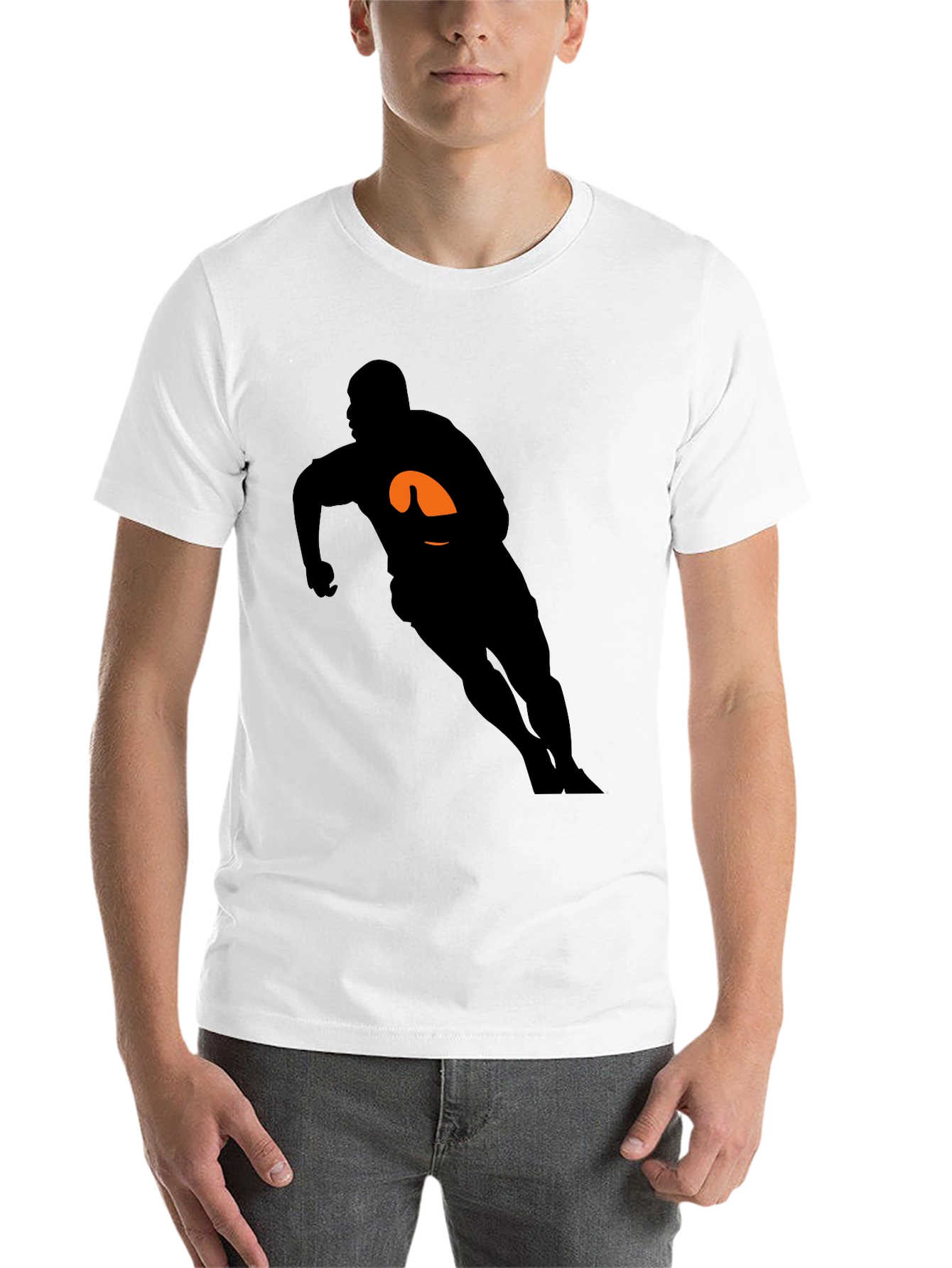Black Rugby Player Graphic Tee - Black Cotton T-Shirt view 14