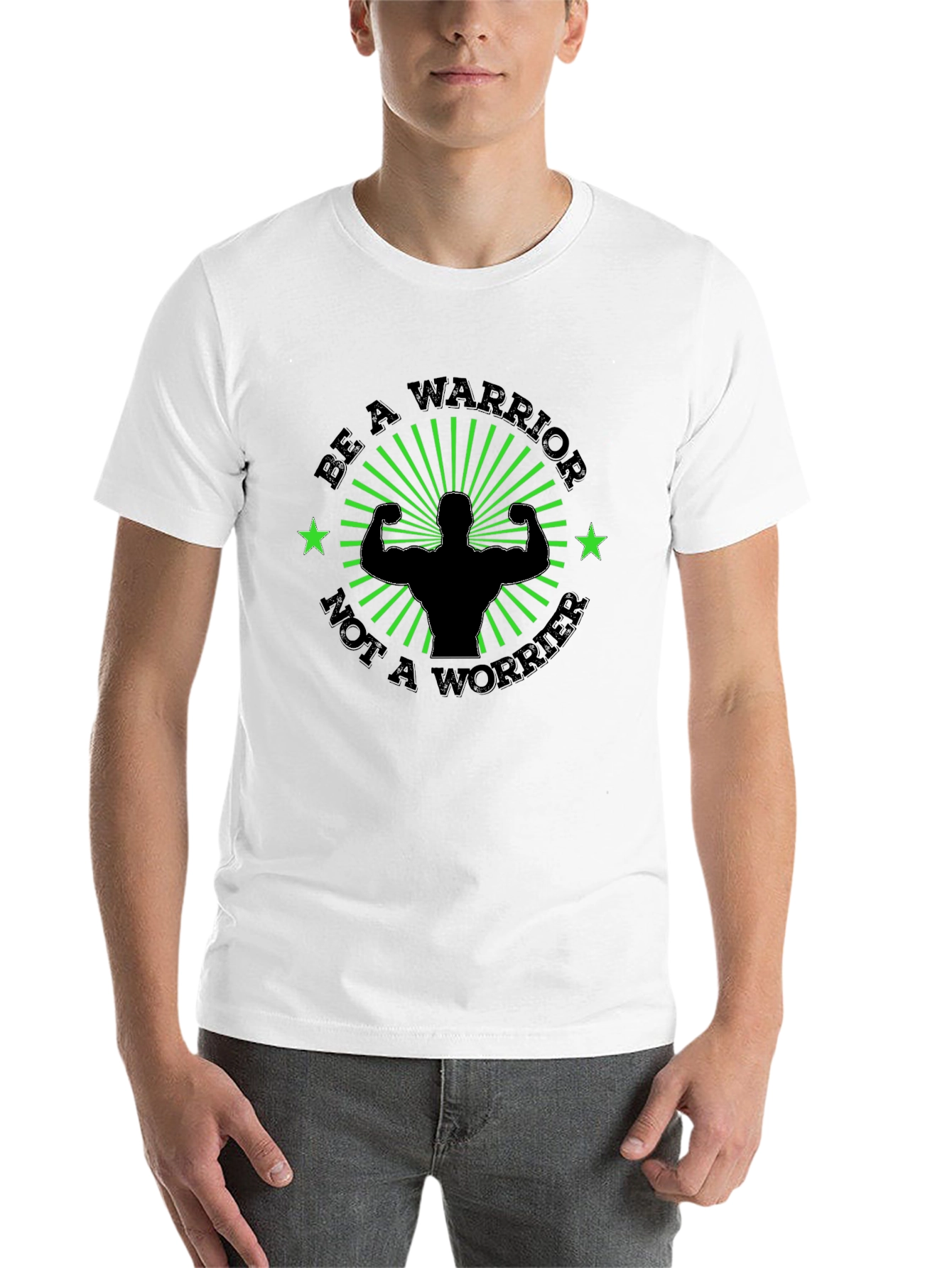 Black Be A Warrior Motivational Graphic Tee view 14