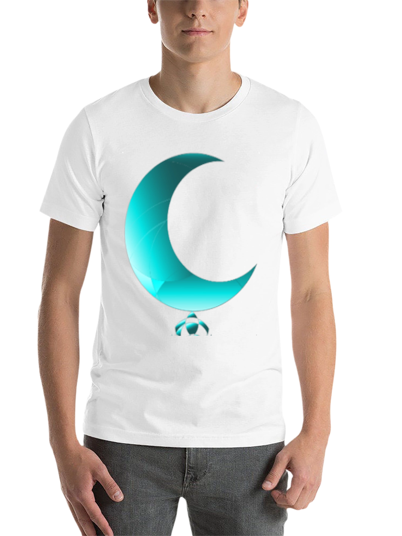 Black Turquoise Crescent Moon Graphic T-Shirt view 14