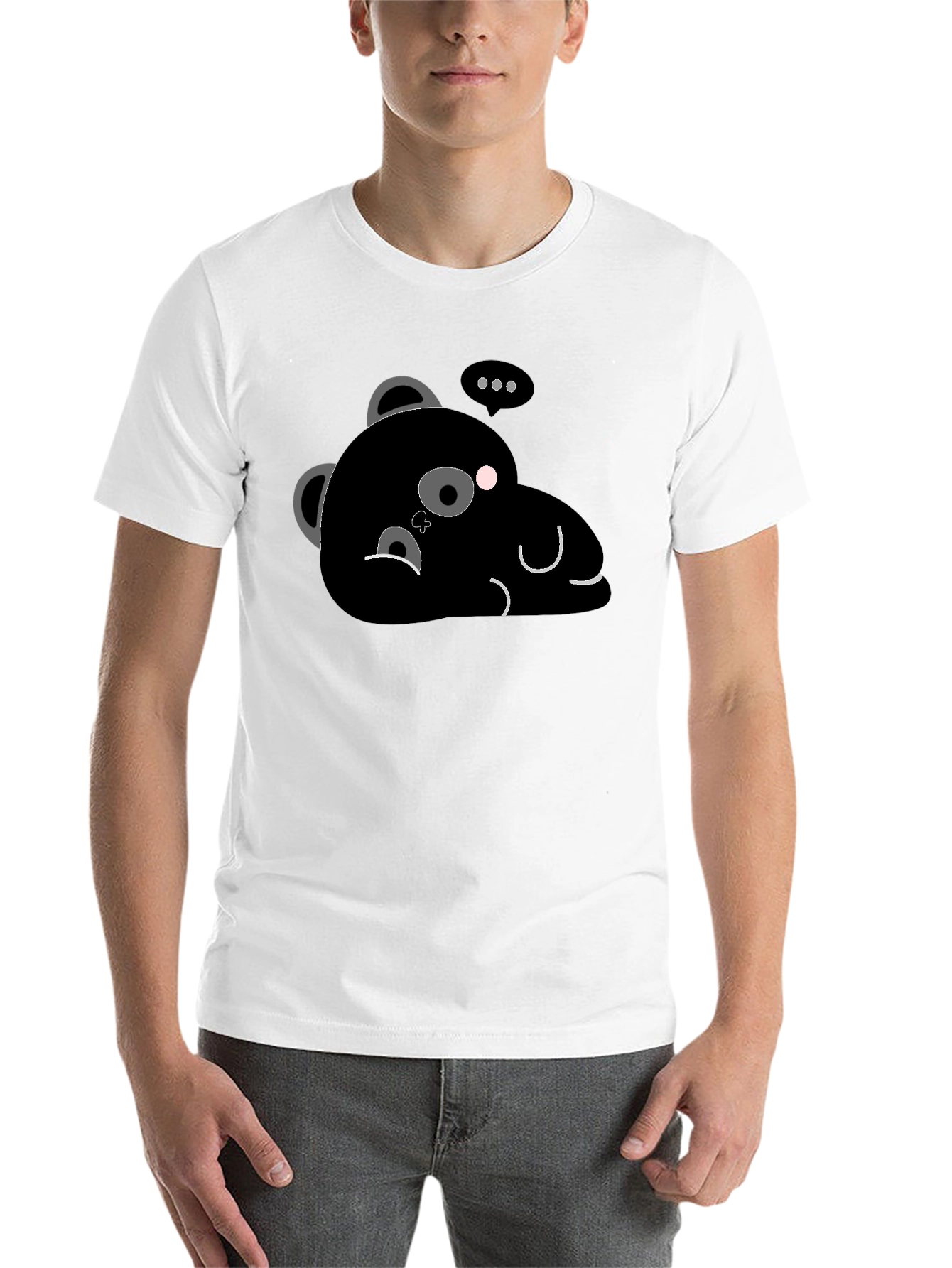 Black Cute Sloth Bear Graphic T-Shirt view 14