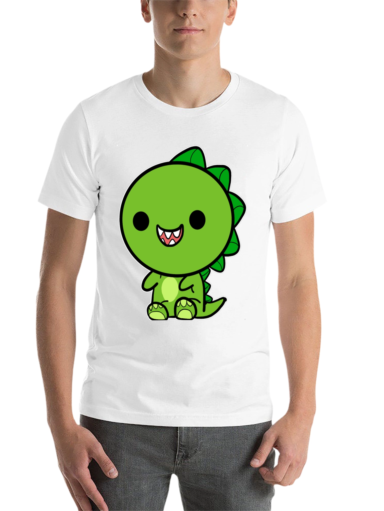 Black Cute Kawaii Dinosaur Graphic T-Shirt view 14