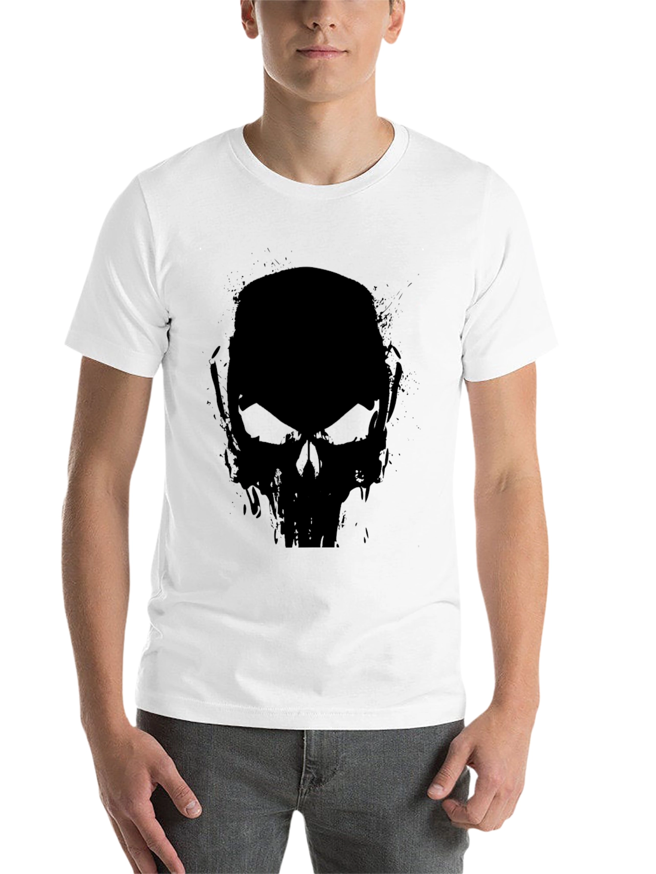 Black Skull Graphic Black T-Shirt - Men's Casual Tee view 14