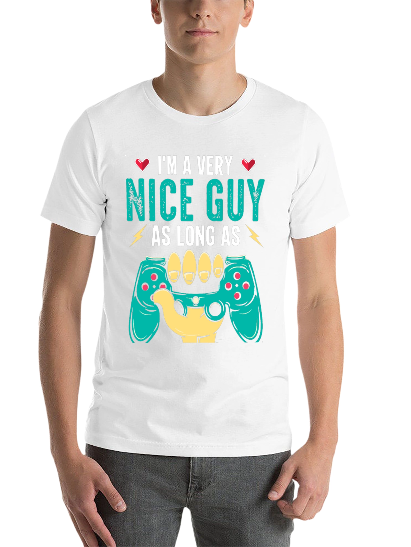 Black I'm a Very Nice Guy Gaming Controller T-Shirt view 14