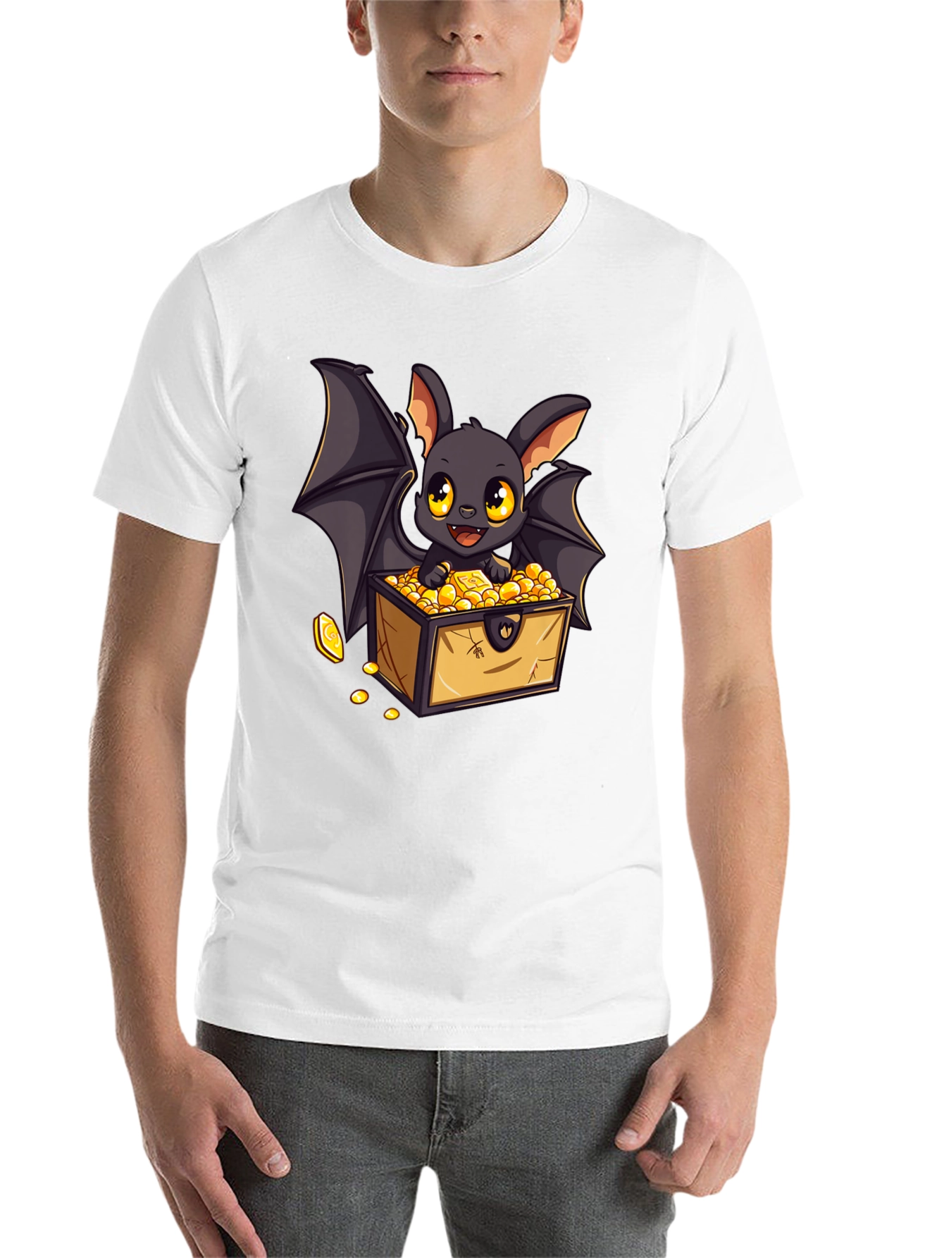 Black Bat Treasure Chest Graphic Tee - Black view 14