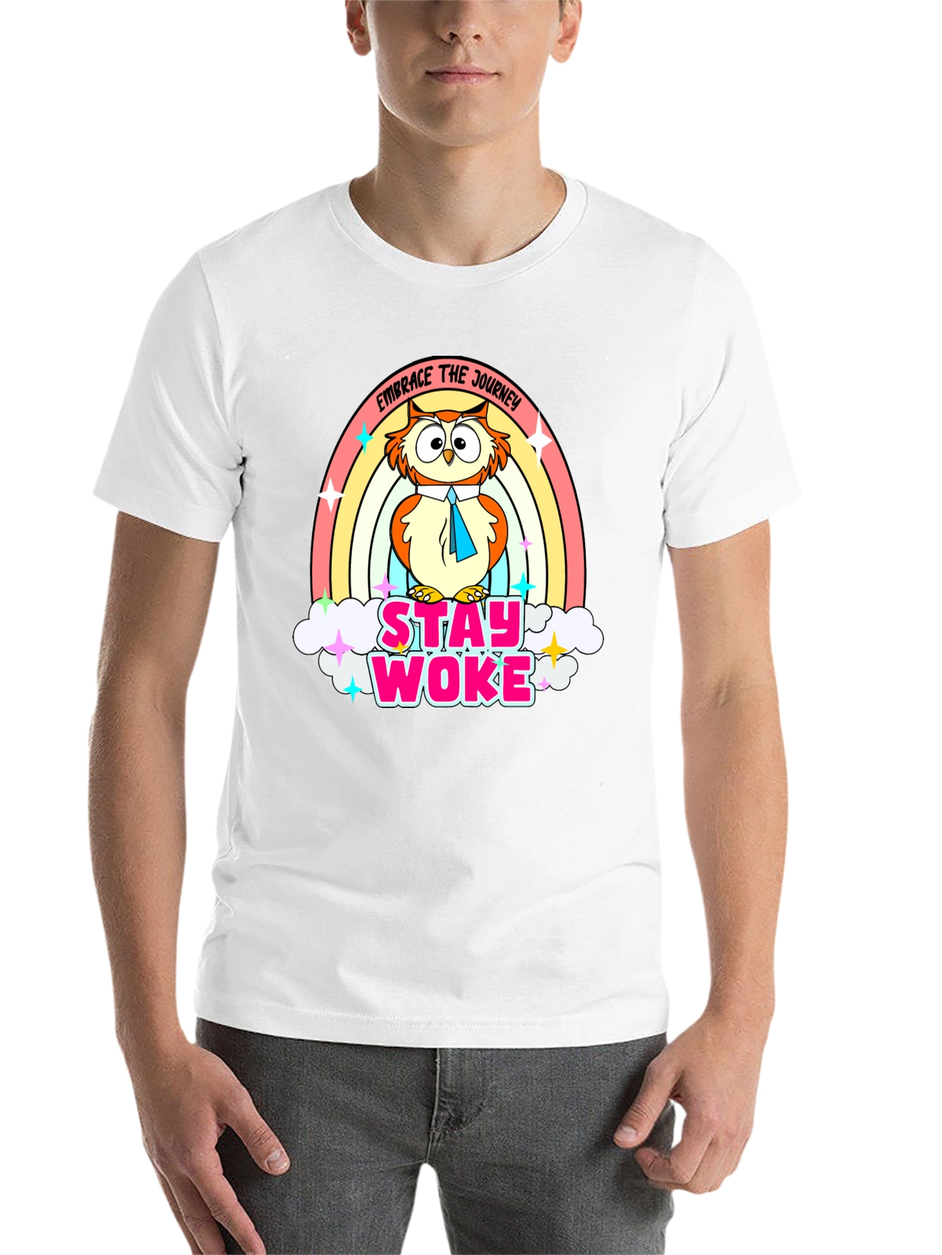 Black Stay Woke Owl Rainbow T-Shirt view 14