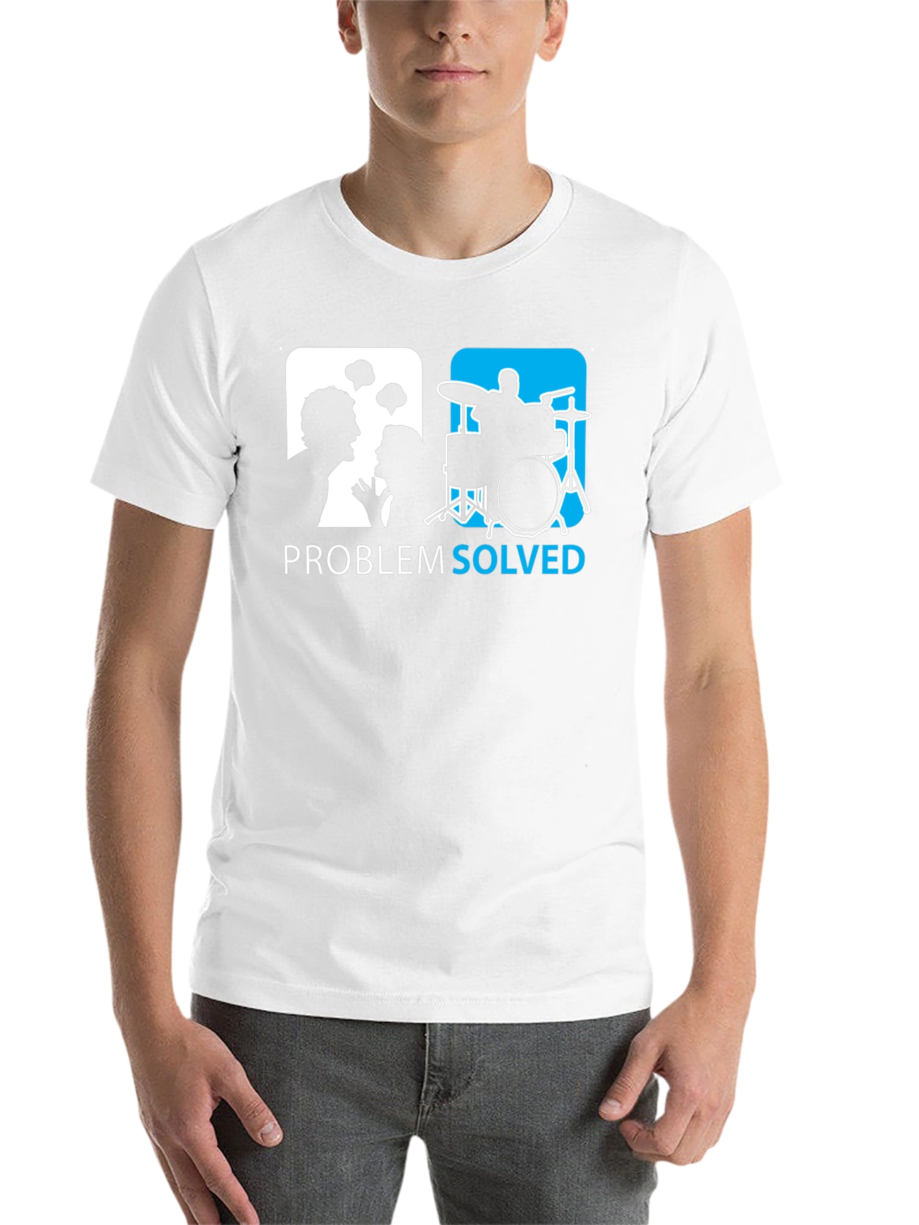Black Problem Solved Drummer T-Shirt - Funny Music Tee view 14
