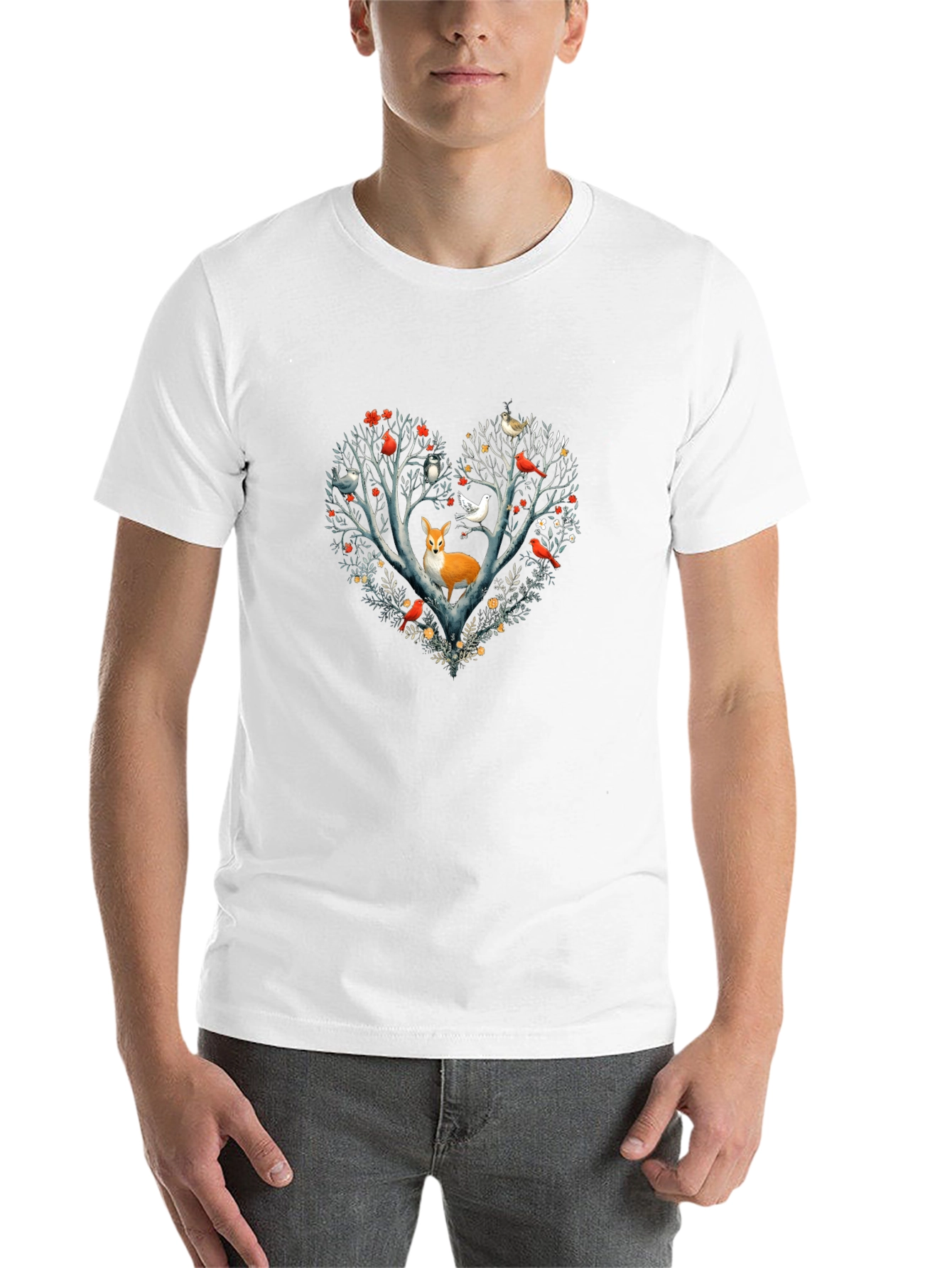 Black Fox & Bird Heart Tree Graphic Tee view 14