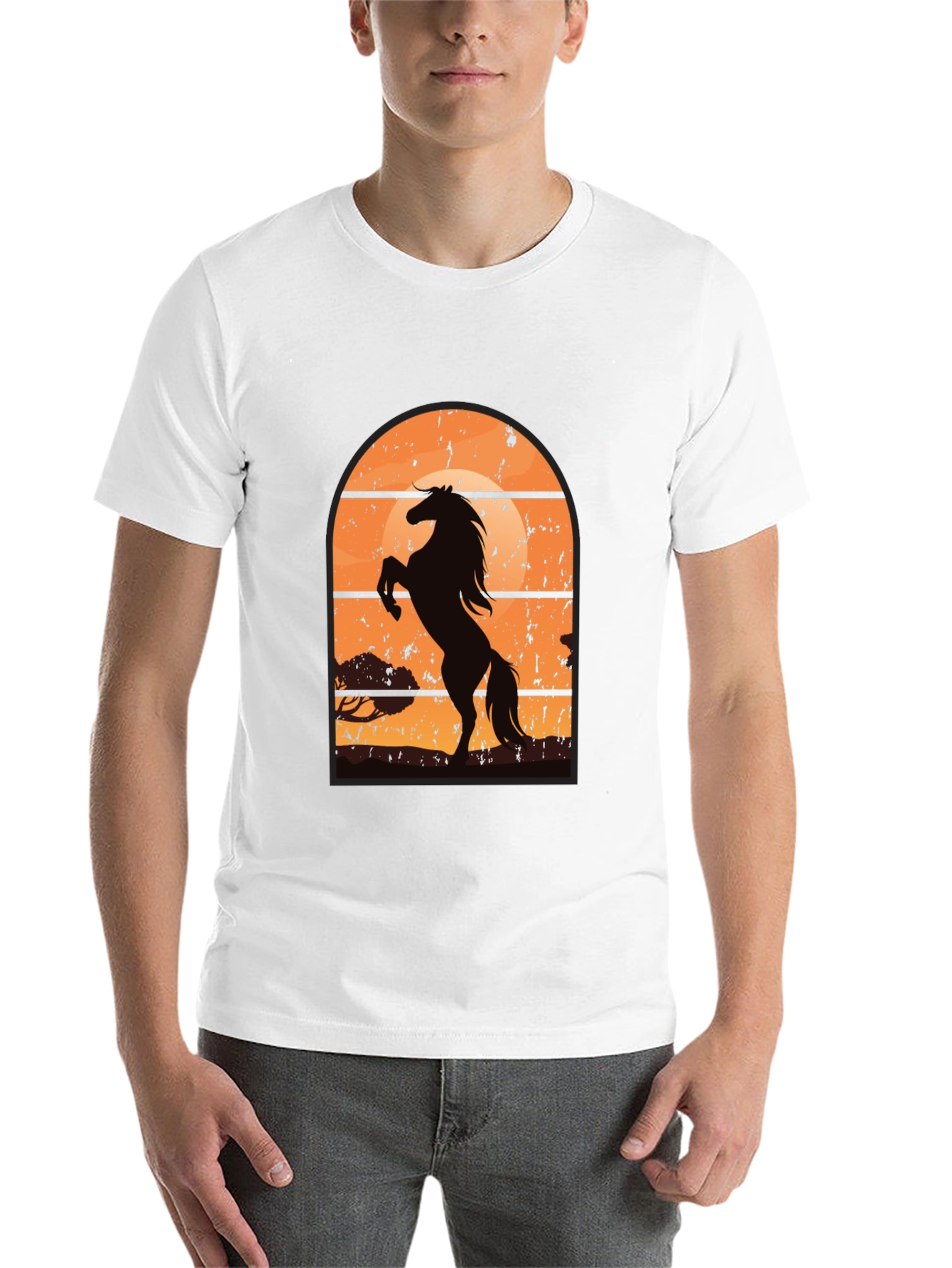 Black Horse Sunset Graphic T-Shirt view 14