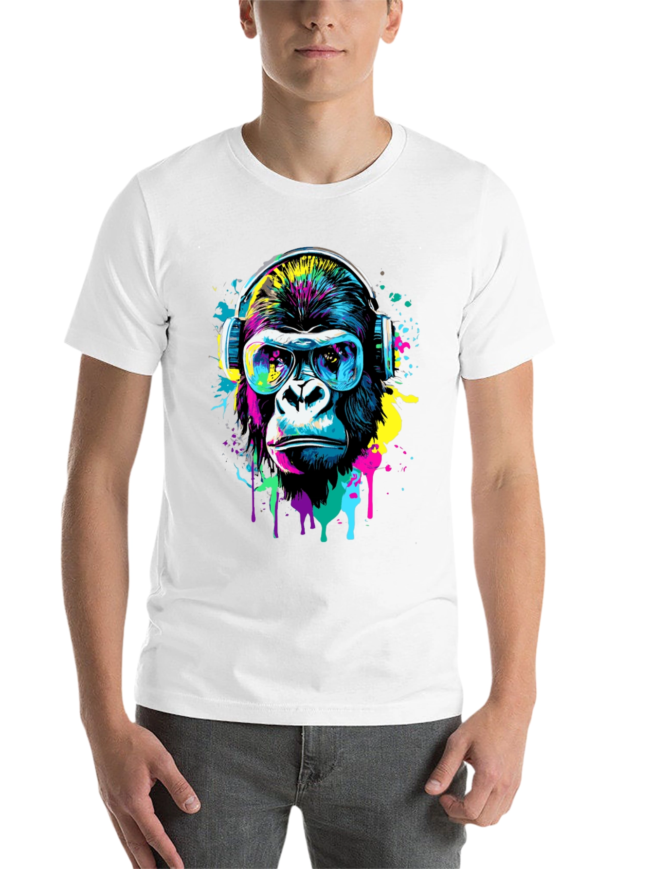 Black Cool Gorilla Graphic Tee - Funky Animal Print Shirt view 14