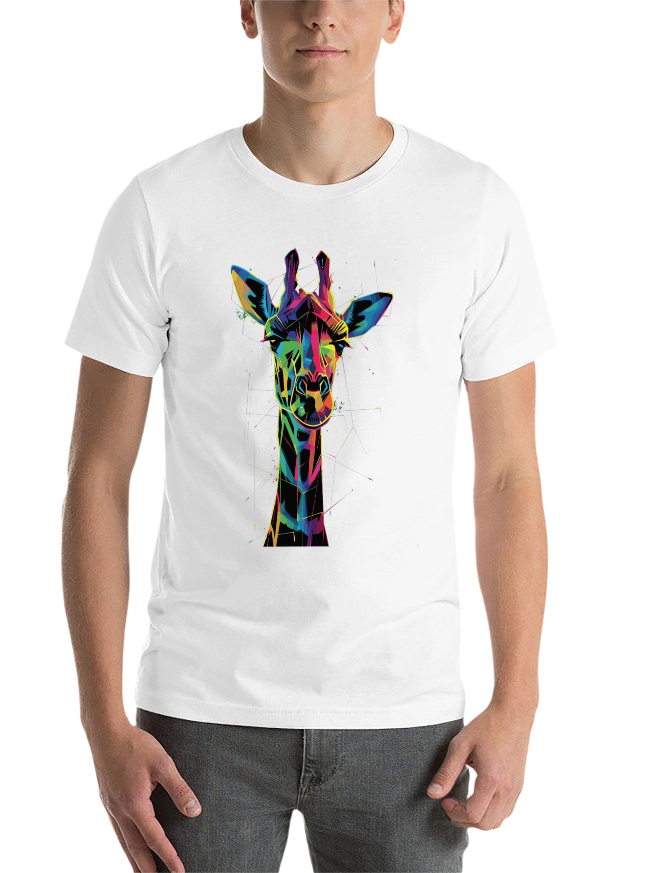Black Geometric Giraffe Graphic Tee view 14