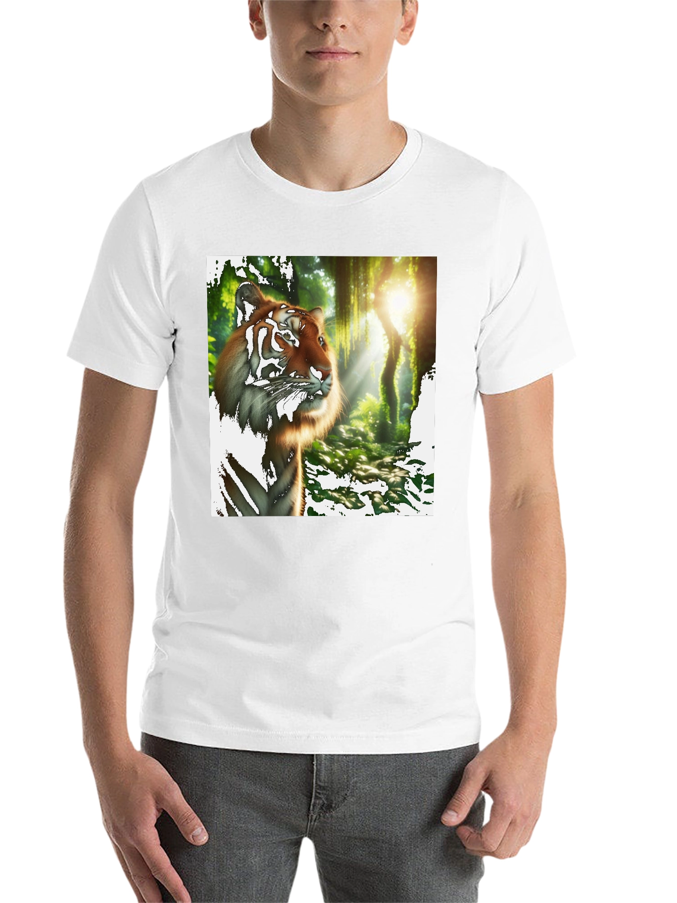 Black Tiger Jungle Print Black T-Shirt view 14