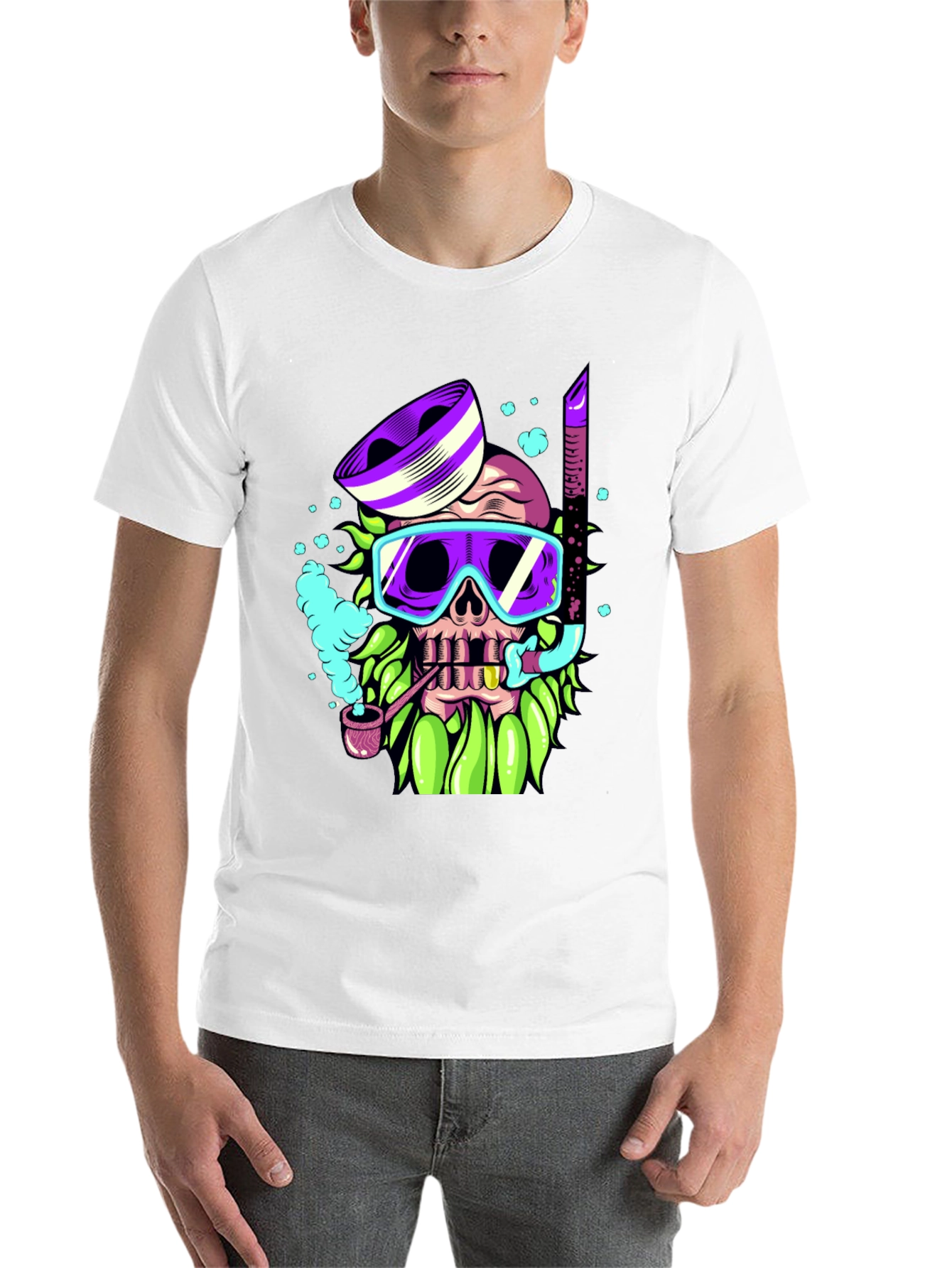 Black Diver Skull Graphic Tee - Unique Colorful Design view 14