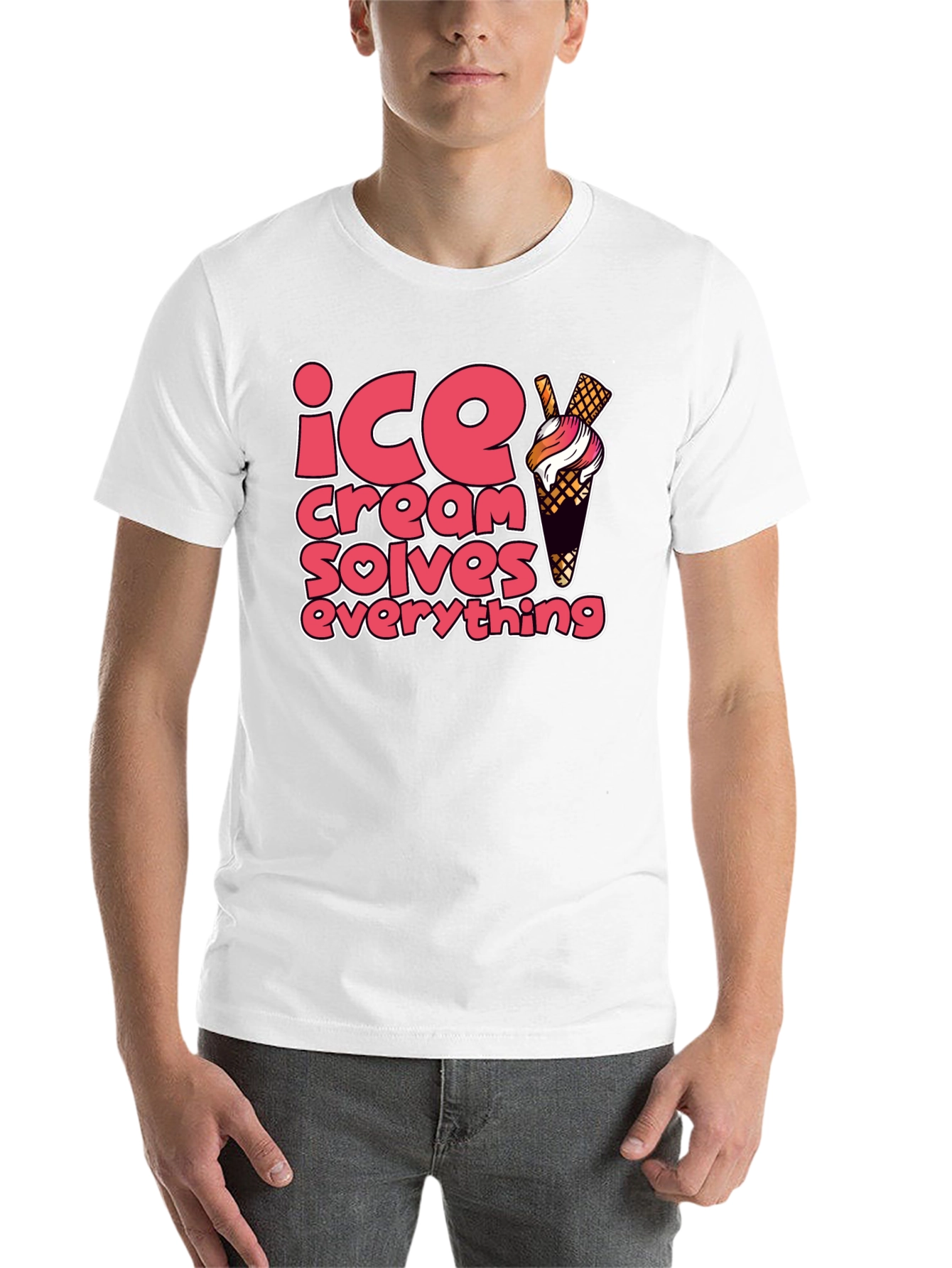 Black Ice Cream Solves Everything Graphic Tee view 14