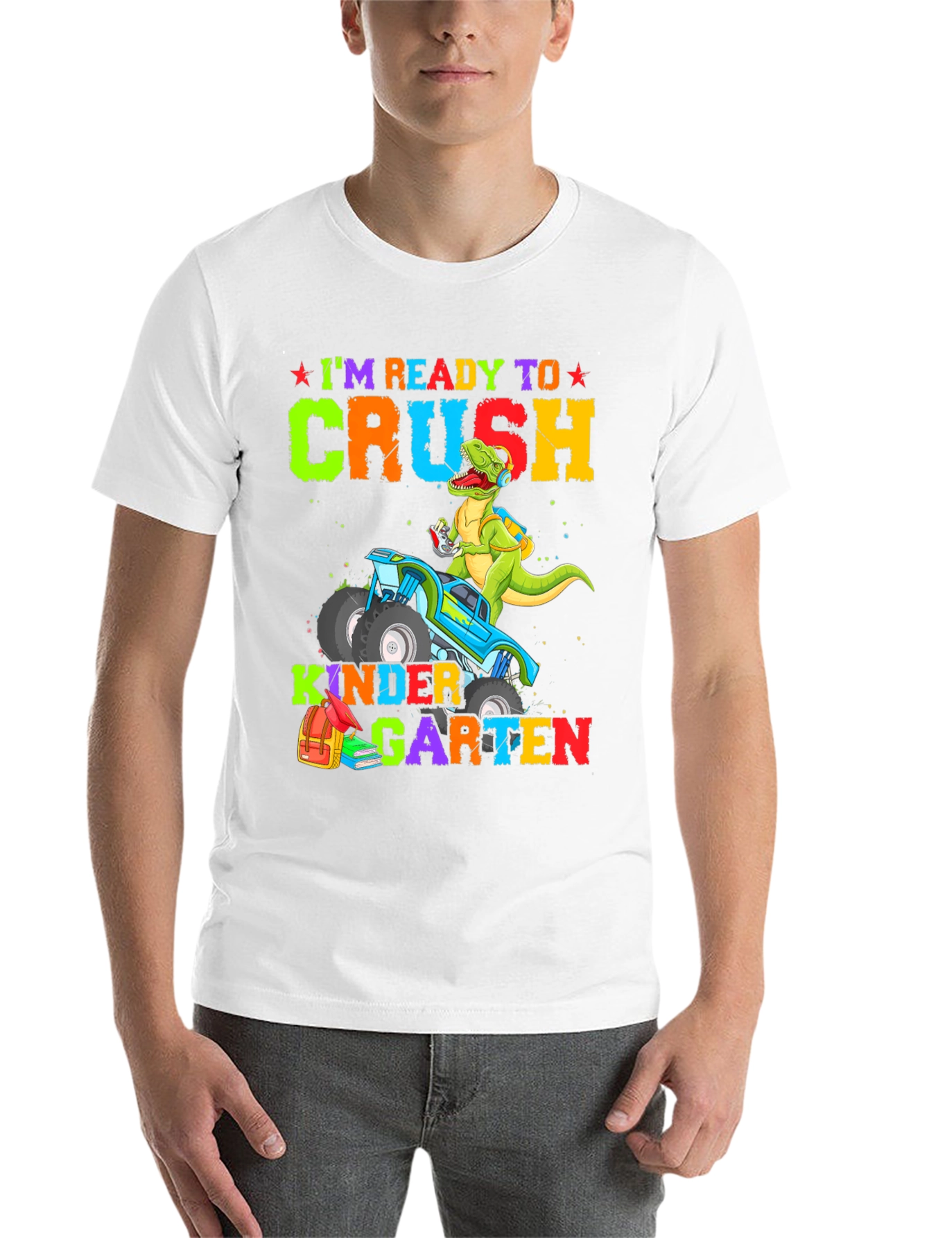 Ready to Crush Kindergarten Dinosaur Monster Truck T-Shirt - 14