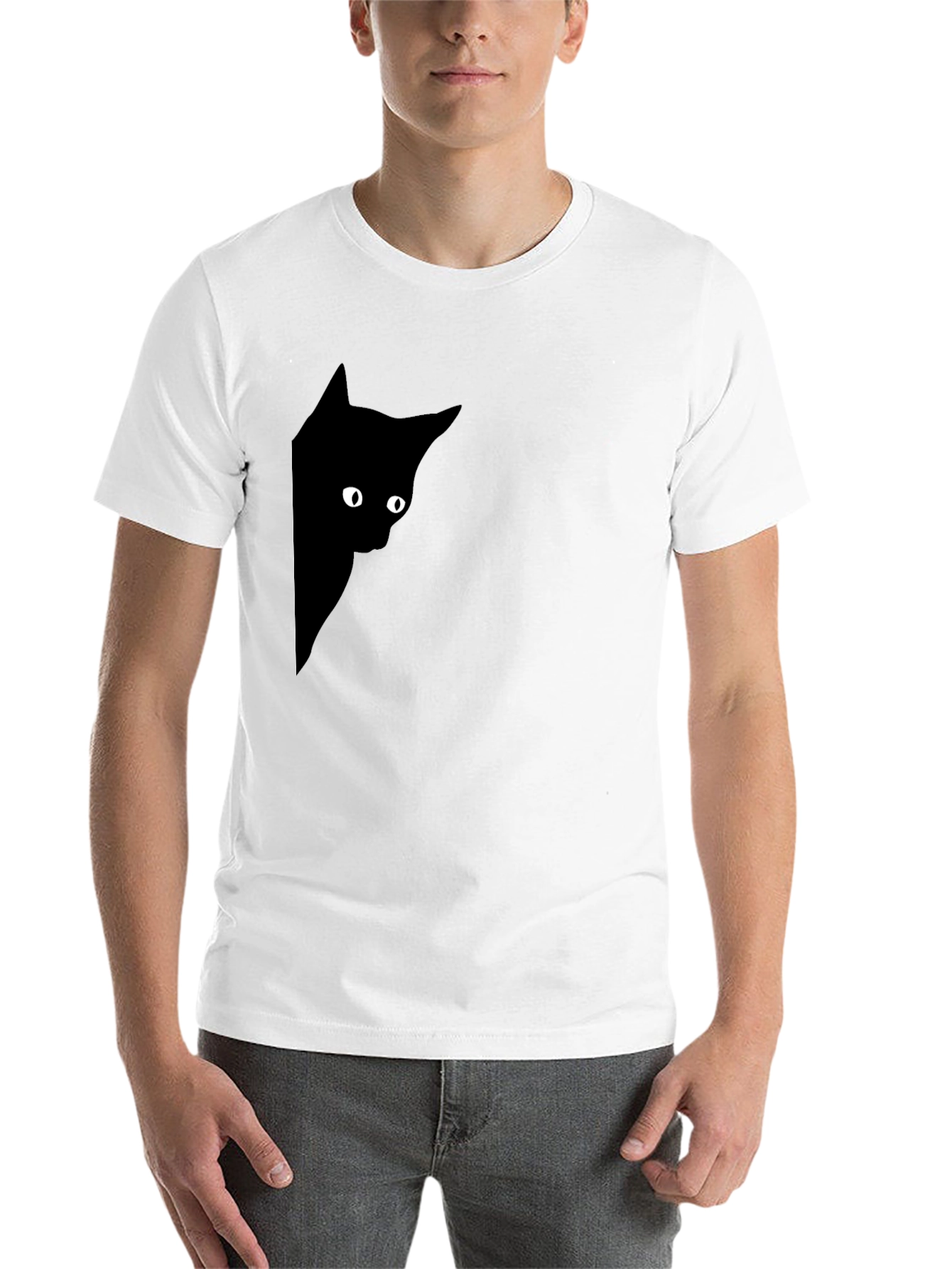 Black Peek-a-Boo Cat Graphic T-Shirt - Black view 14