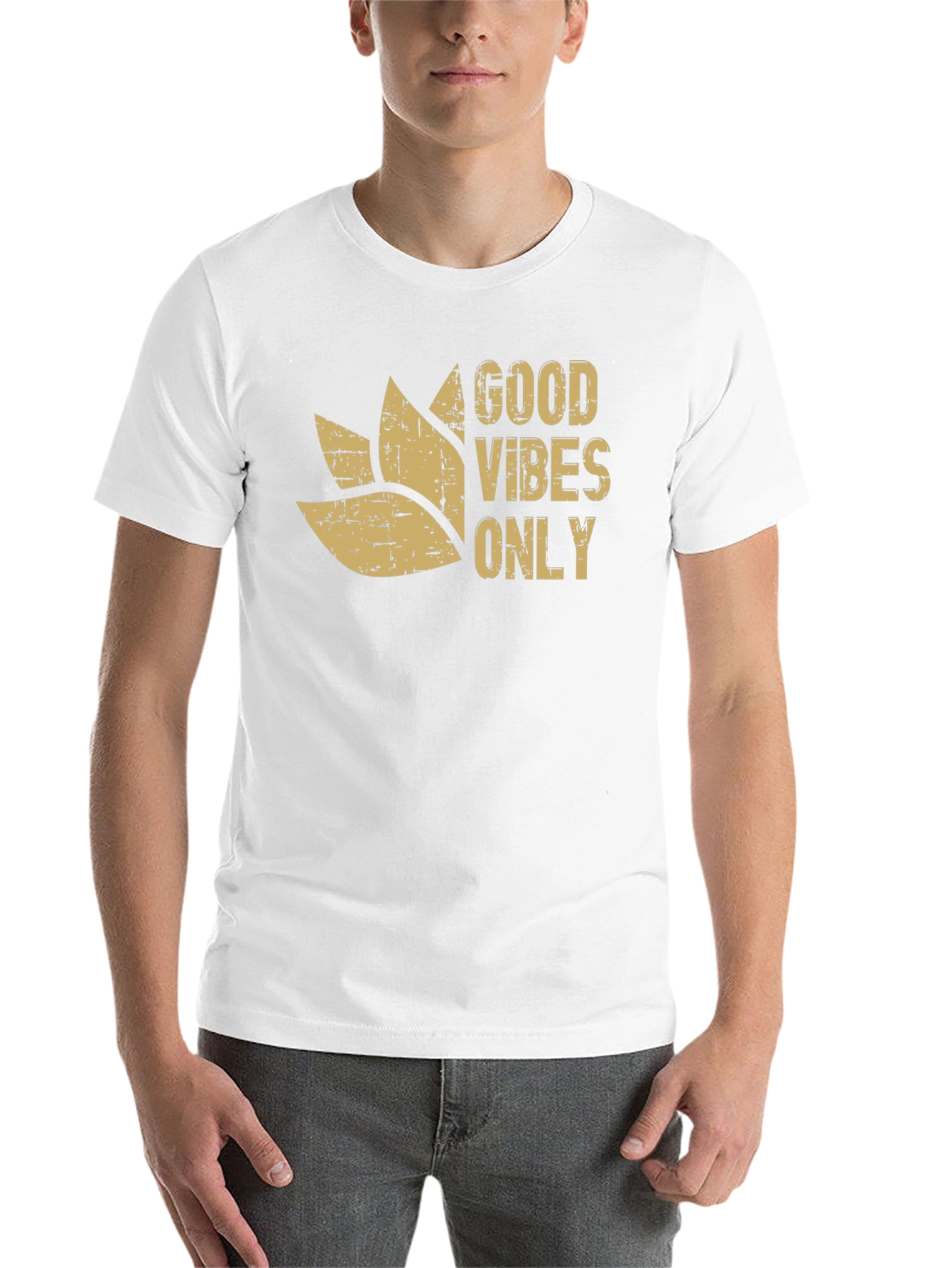 Black Good Vibes Only Graphic Tee - Black Cotton Blend view 14