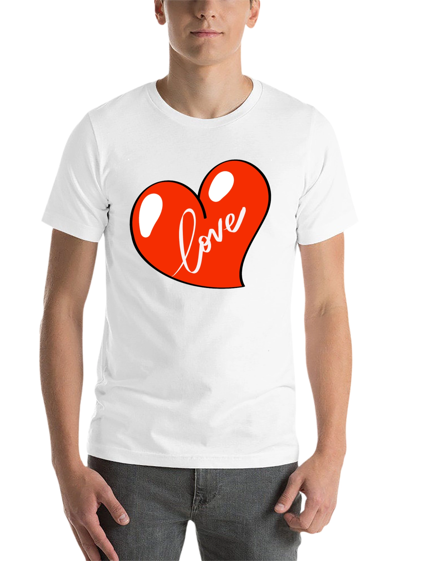 Black Love Heart Graphic Tee - Black Casual Shirt view 14