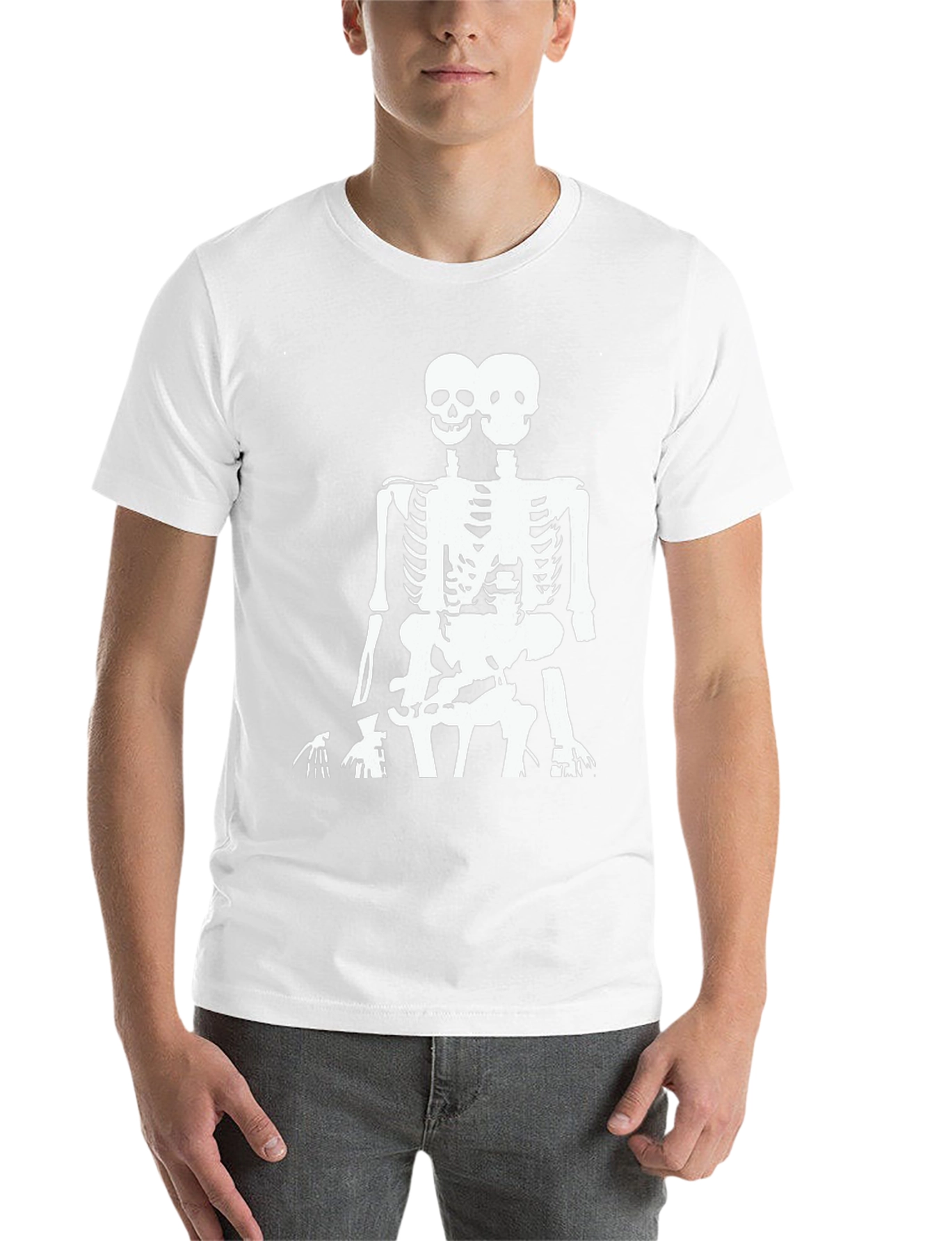 Black Two Headed Skeleton Graphic Tee - Black view 14