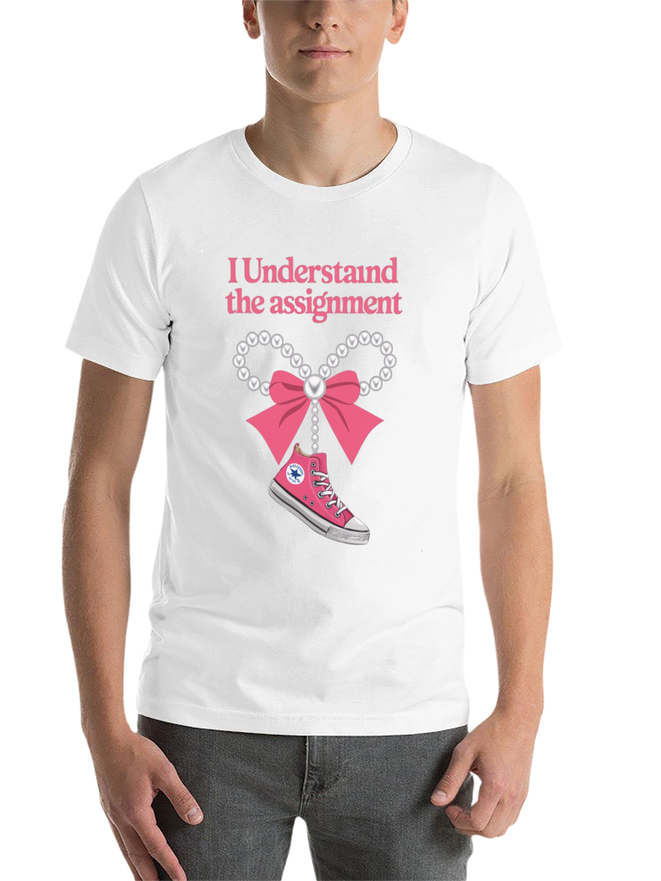 Black I Understand The Assignment Pink Bow T-Shirt view 14