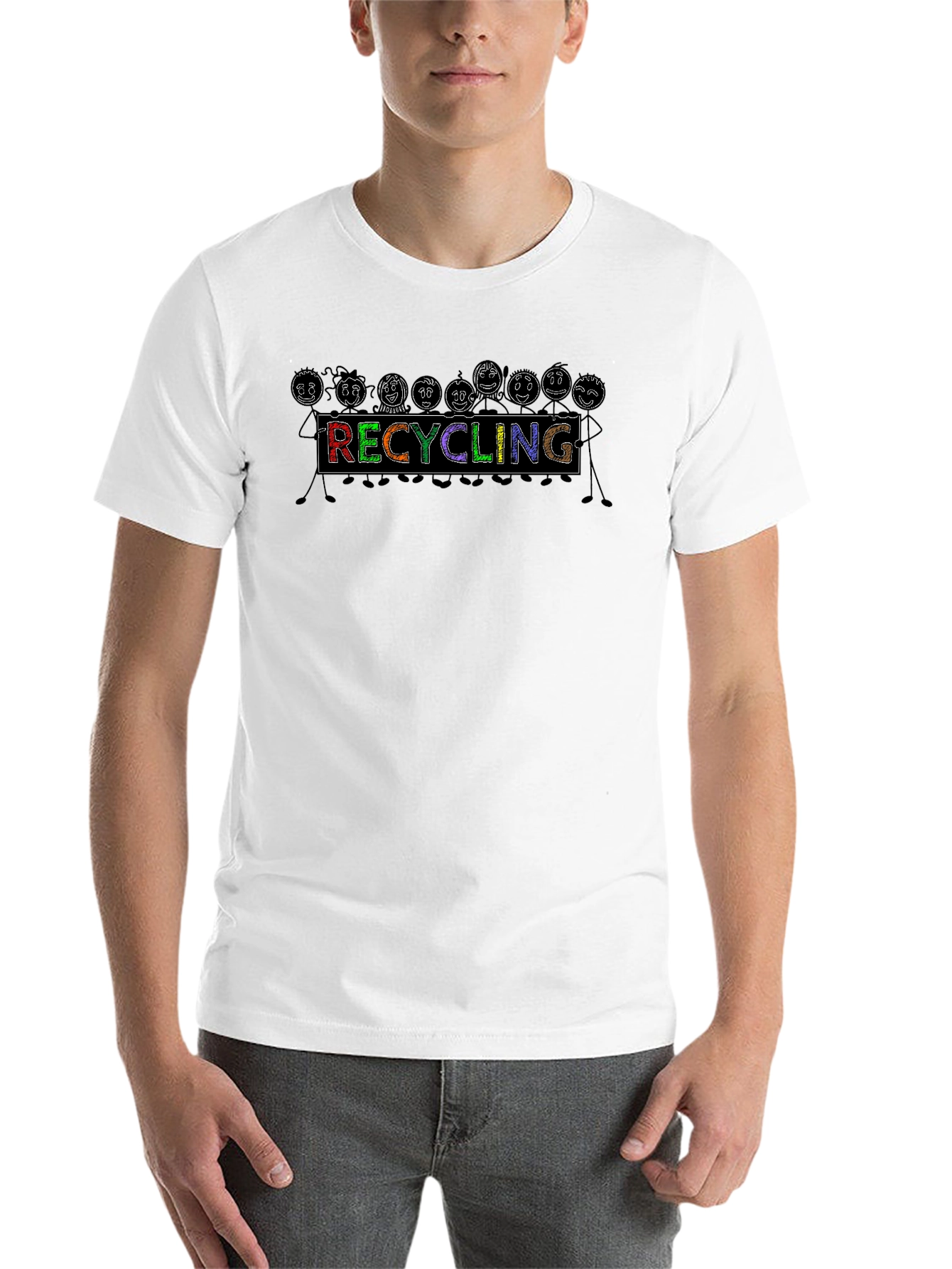 Black Recycling Cartoon T-Shirt - Eco-Friendly Tee view 14