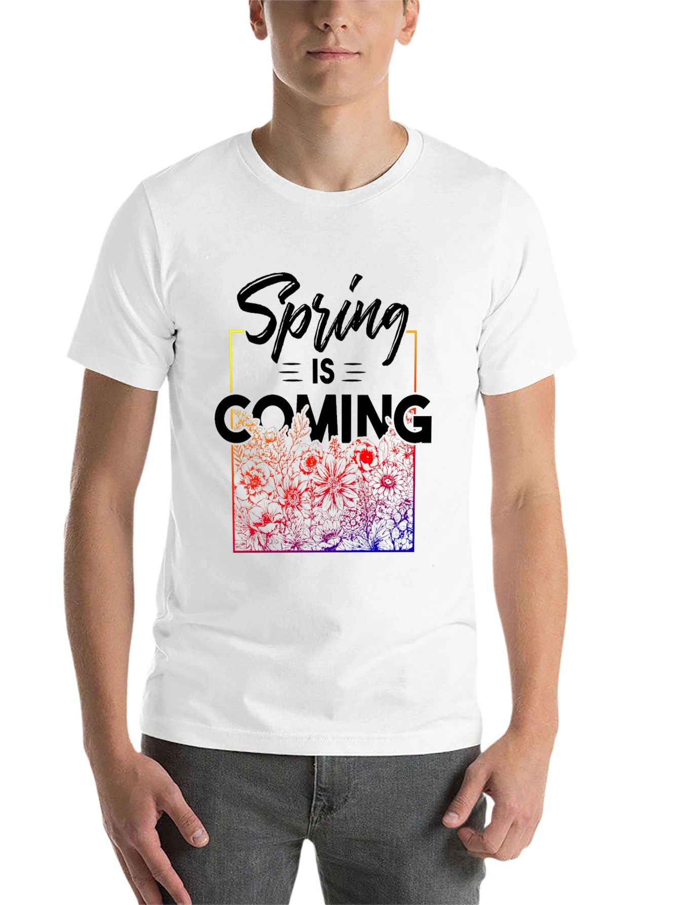 Black Spring is Coming T-Shirt - Floral Design view 14
